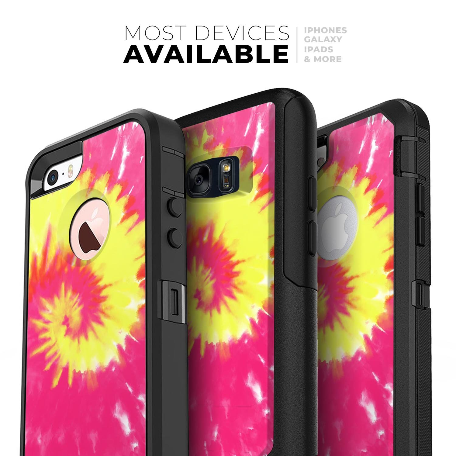 Spiral Tie Dye V2 Skin Kit for iPhone OtterBox cases, featuring vibrant colors and a sleek design.