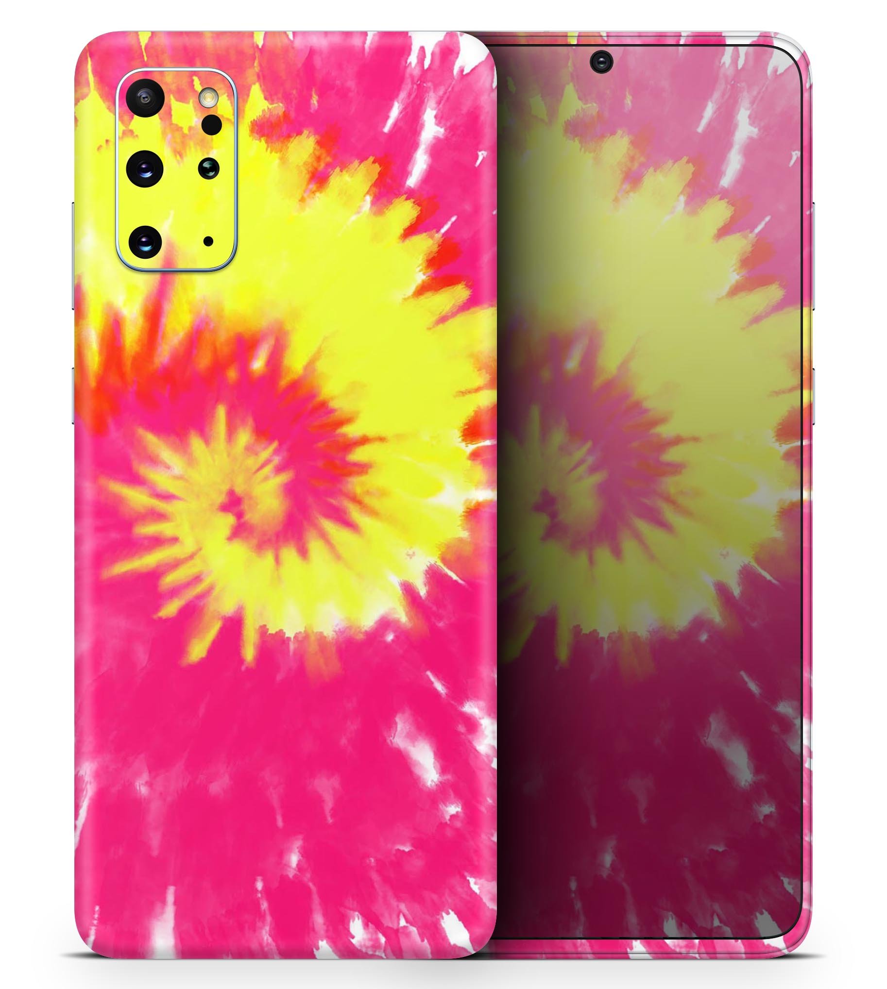 Spiral Tie Dye V2 Skin-Kit for Samsung Galaxy S20, showcasing vibrant colors and stylish design.