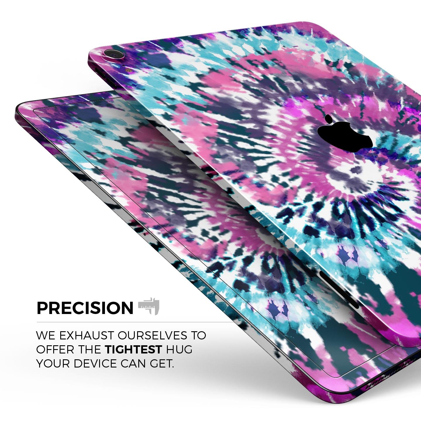 Spiral Tie Dye V3 skin decal for Apple iPad Pro 12.9", showcasing vibrant colors and a sleek design.