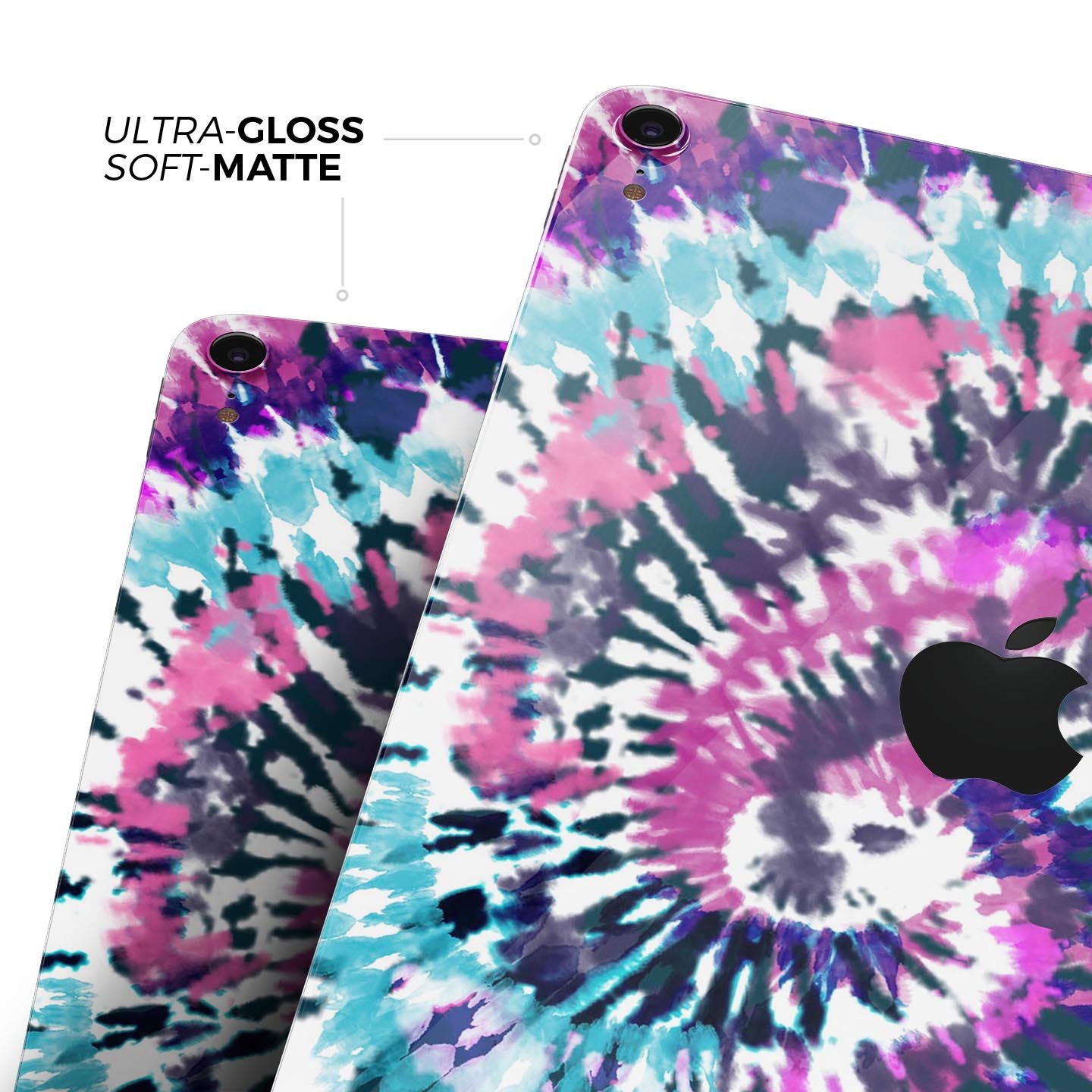 Spiral Tie Dye V3 skin decal for Apple iPad Pro 12.9", showcasing vibrant colors and a sleek design.