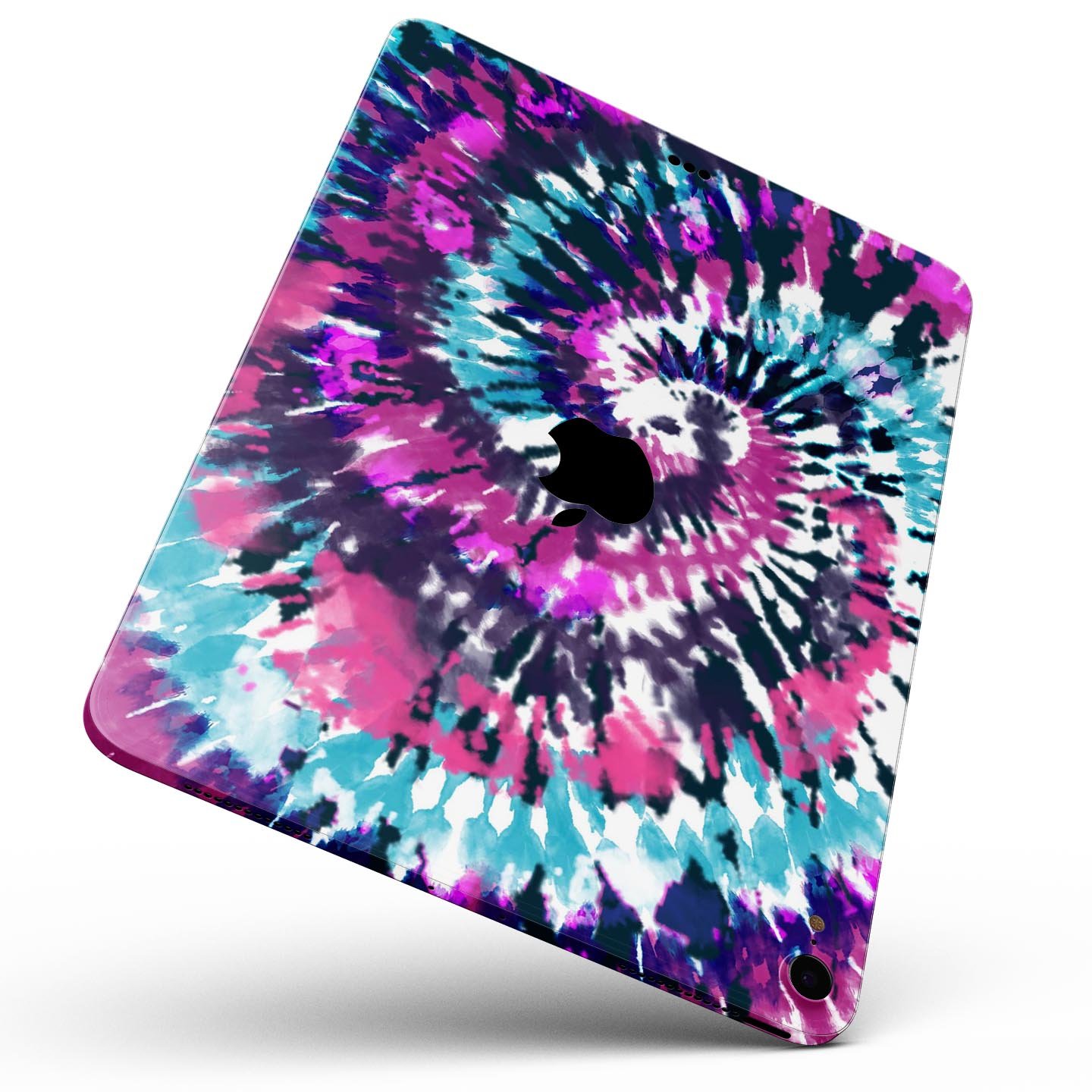 Spiral Tie Dye V3 skin decal for Apple iPad Pro 12.9", showcasing vibrant colors and a sleek design.