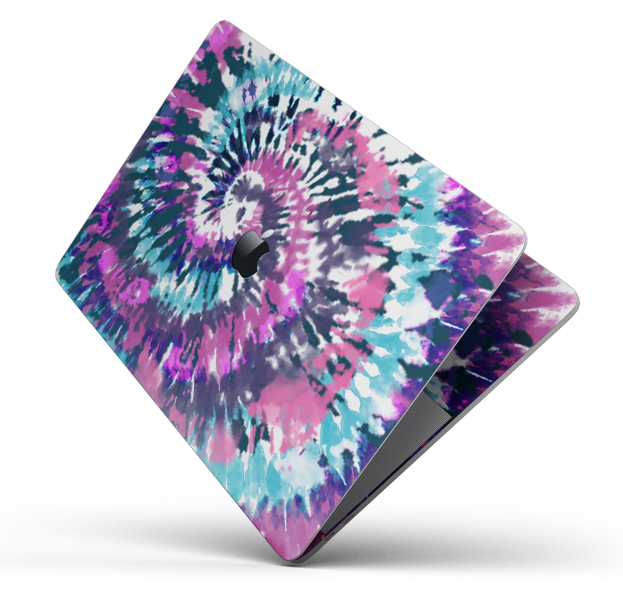 Spiral Tie Dye V3 skin decal wrap kit for Apple MacBook, showcasing vibrant colors and a sleek design.