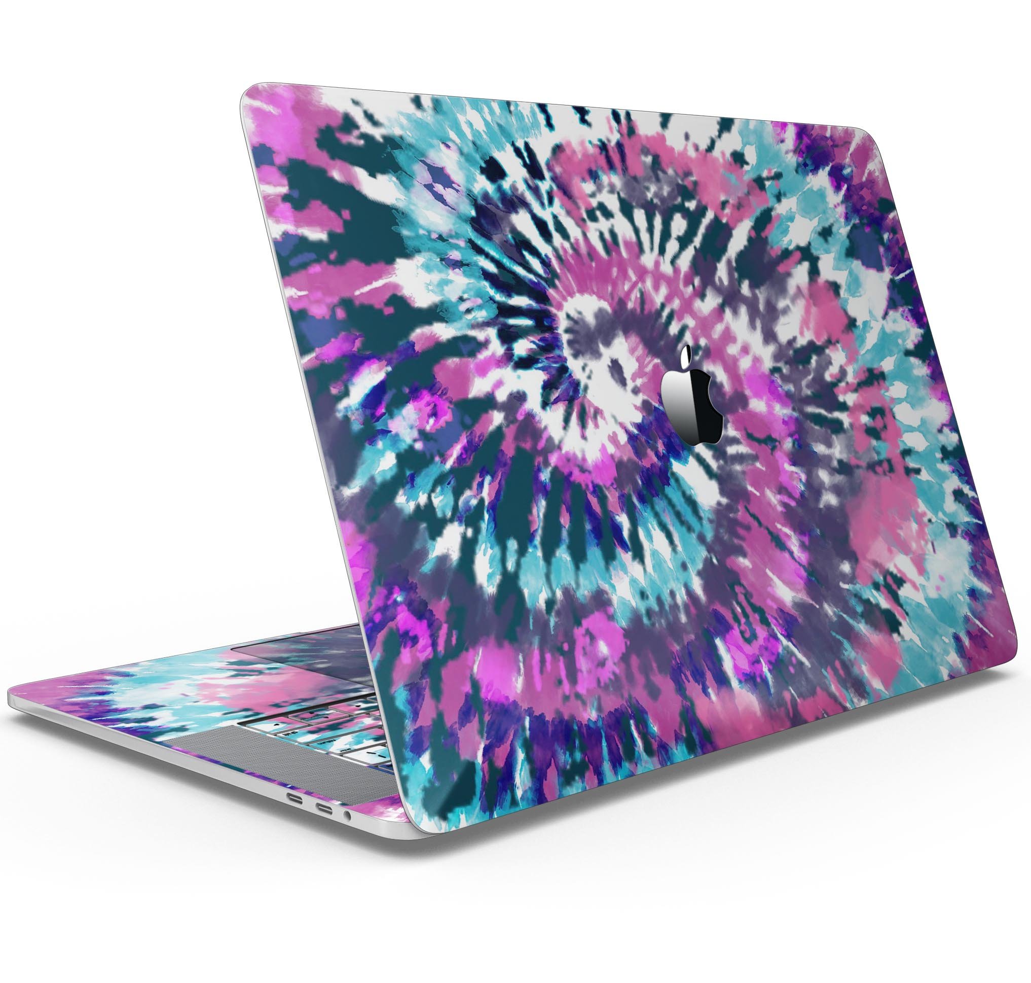 Spiral Tie Dye V3 skin decal wrap kit for Apple MacBook, showcasing vibrant colors and a sleek design.
