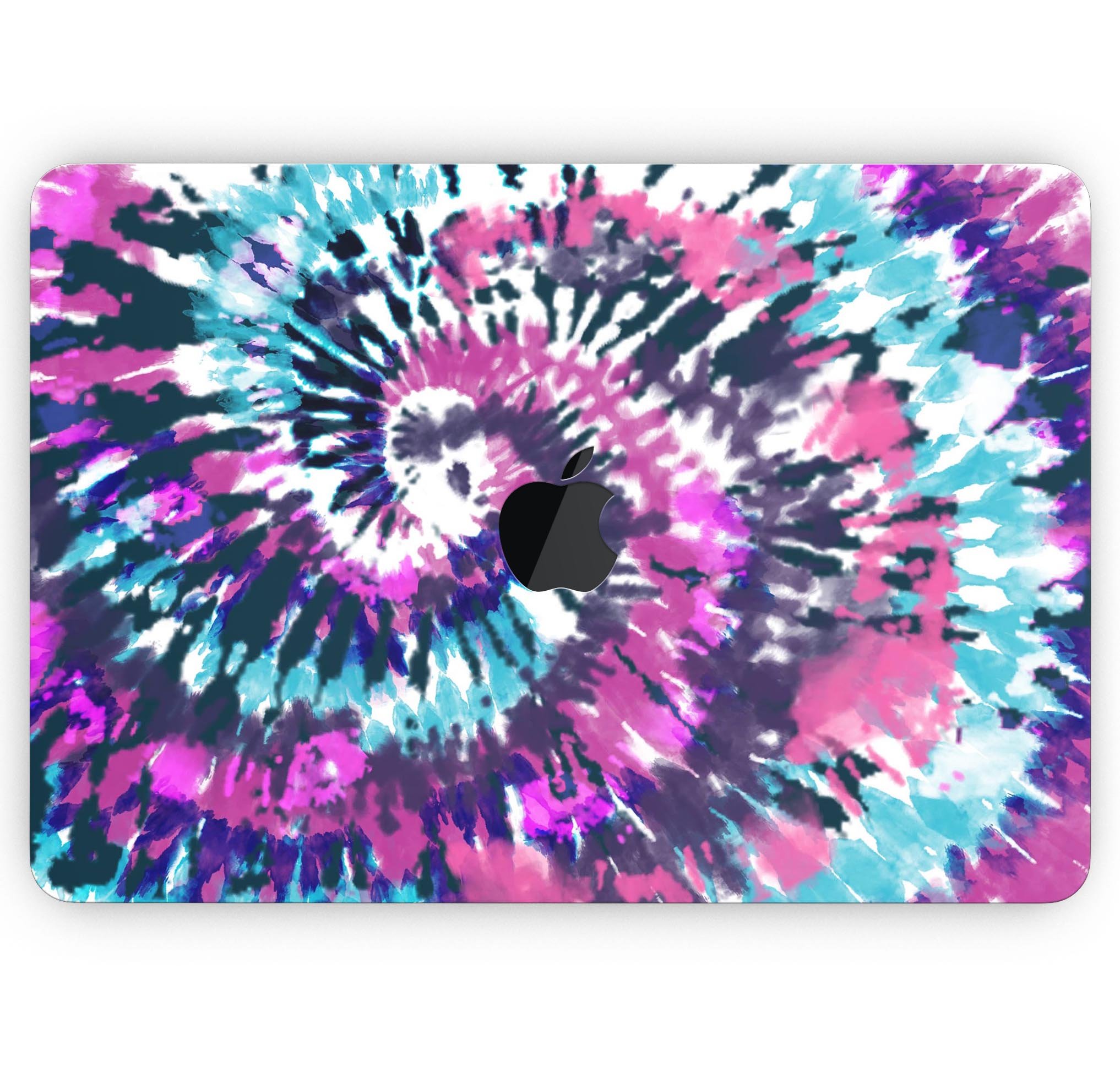 Spiral Tie Dye V3 skin decal wrap kit for Apple MacBook, showcasing vibrant colors and a sleek design.