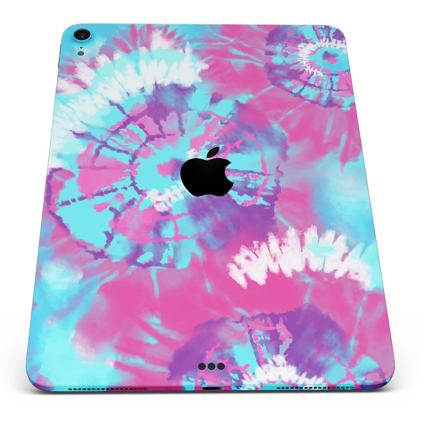 Spiral Tie Dye V5 Full Body Skin Decal for Apple iPad Pro 12.9", showcasing vibrant colors and unique design.