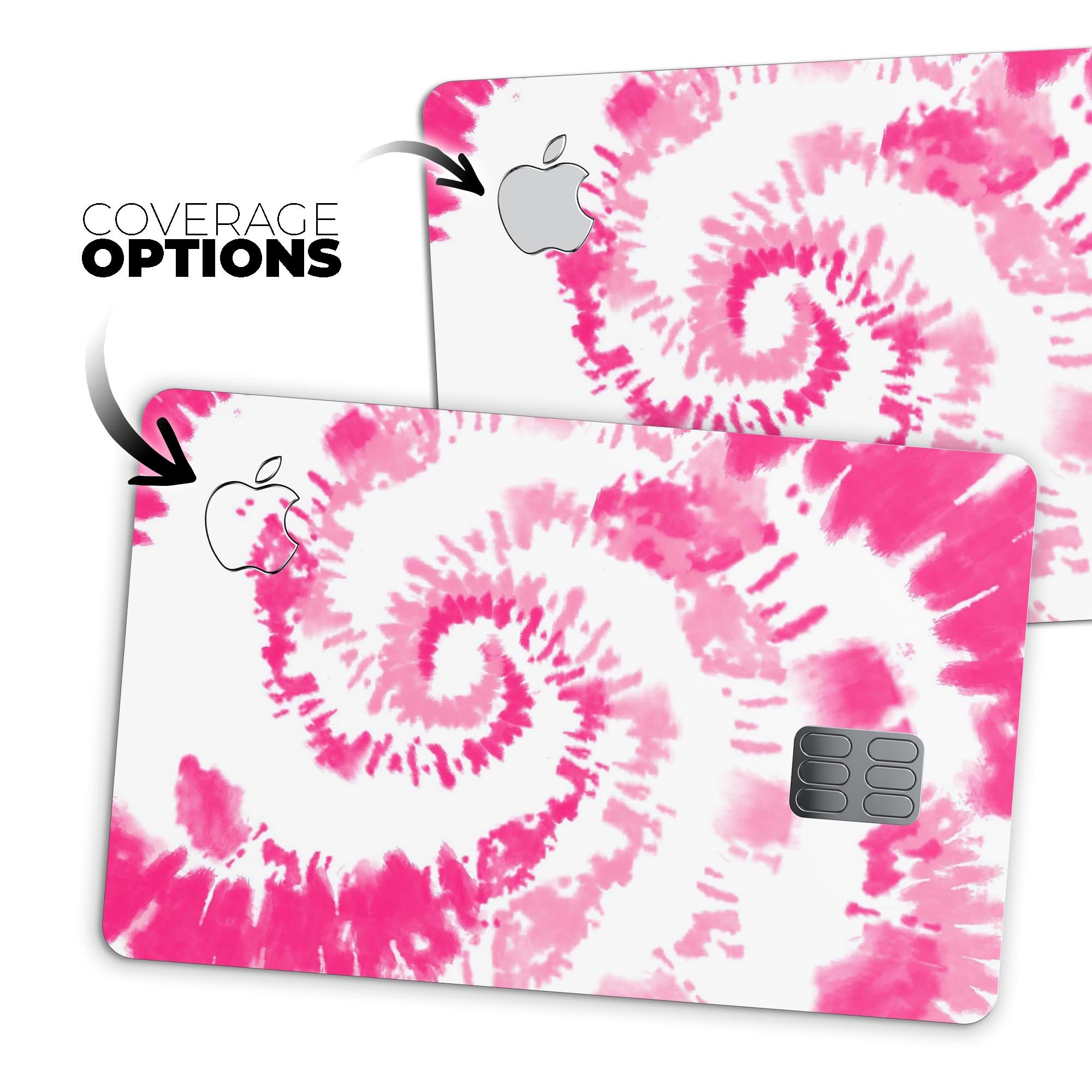 Spiral Tie Dye V6 decal skin for Apple Card, showcasing vibrant colors and premium vinyl material.