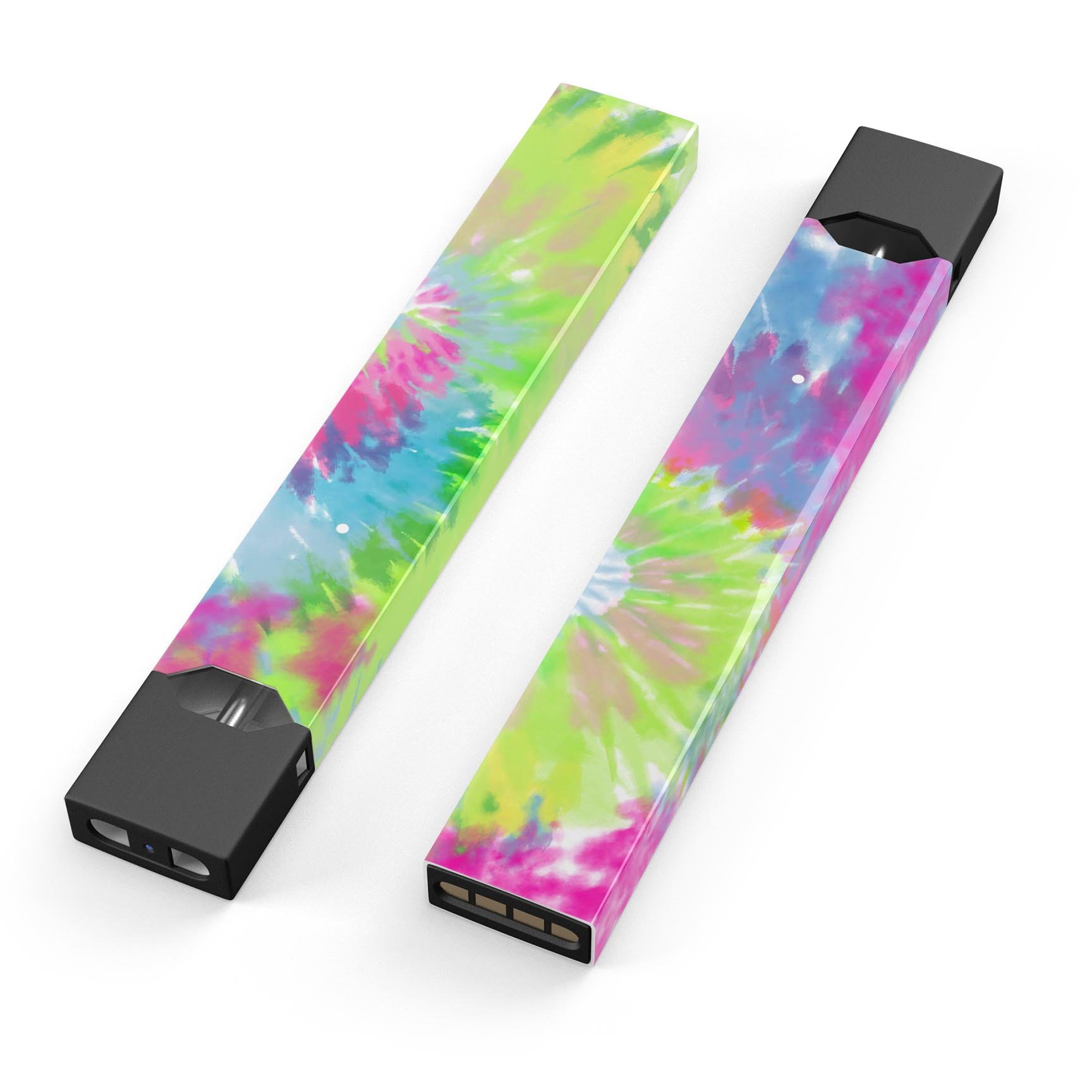 Spiral Tie Dye V7 skin-wrap sticker for JUUL device, showcasing vibrant colors and precise cut.