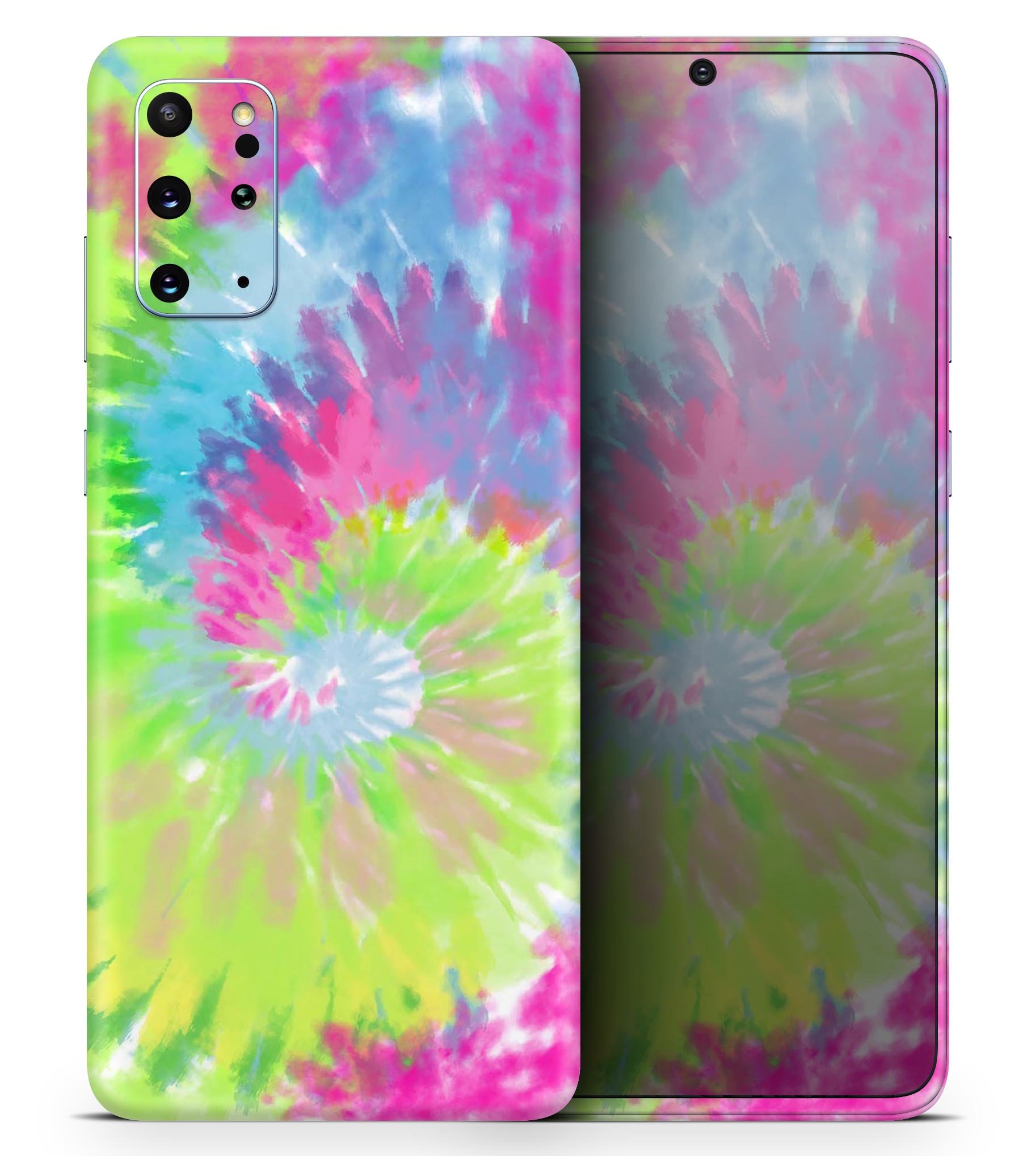 Spiral Tie Dye V7 skin for Samsung Galaxy S20, showcasing vibrant colors and unique design.