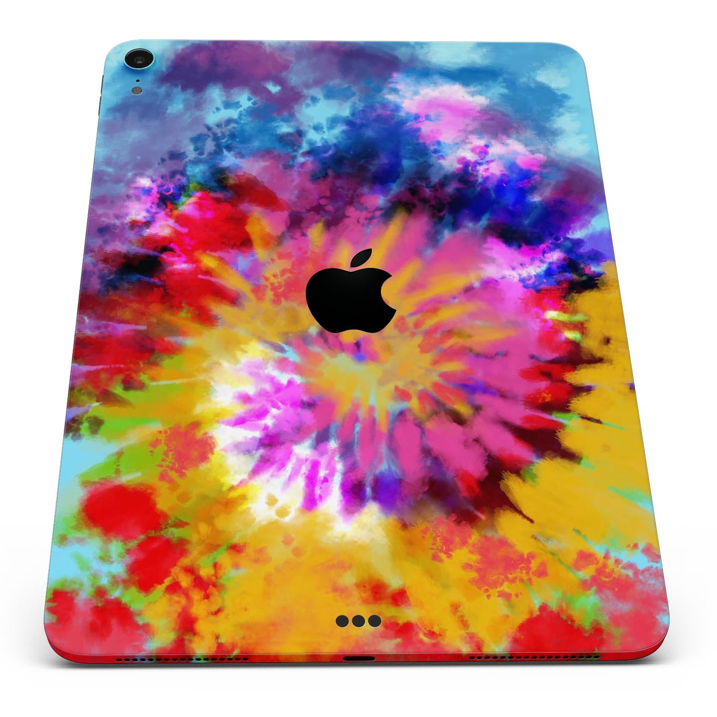 Spiral Tie Dye V8 skin decal for Apple iPad Pro 12.9, showcasing vibrant colors and premium 3M material.