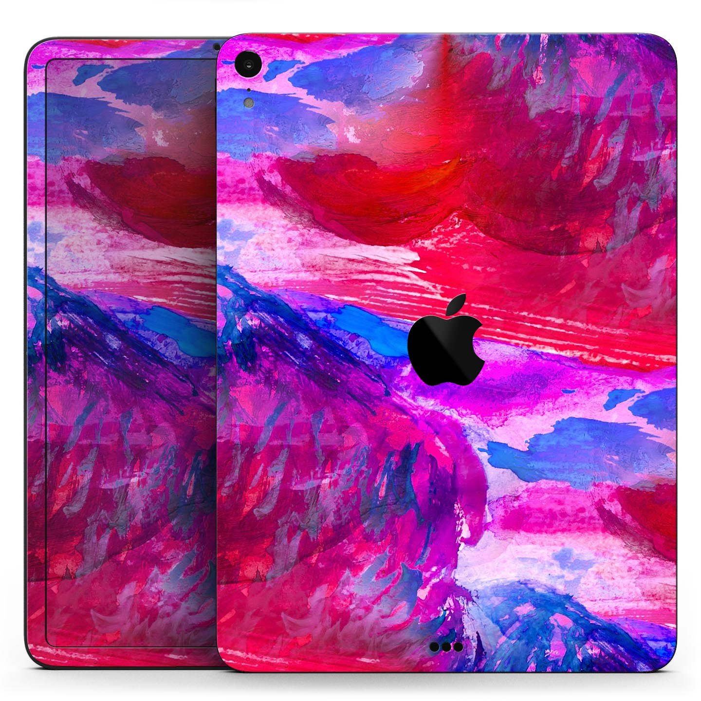 Splatter Blue and Red Oil skin decal for Apple iPad, showcasing vibrant colors and premium design.