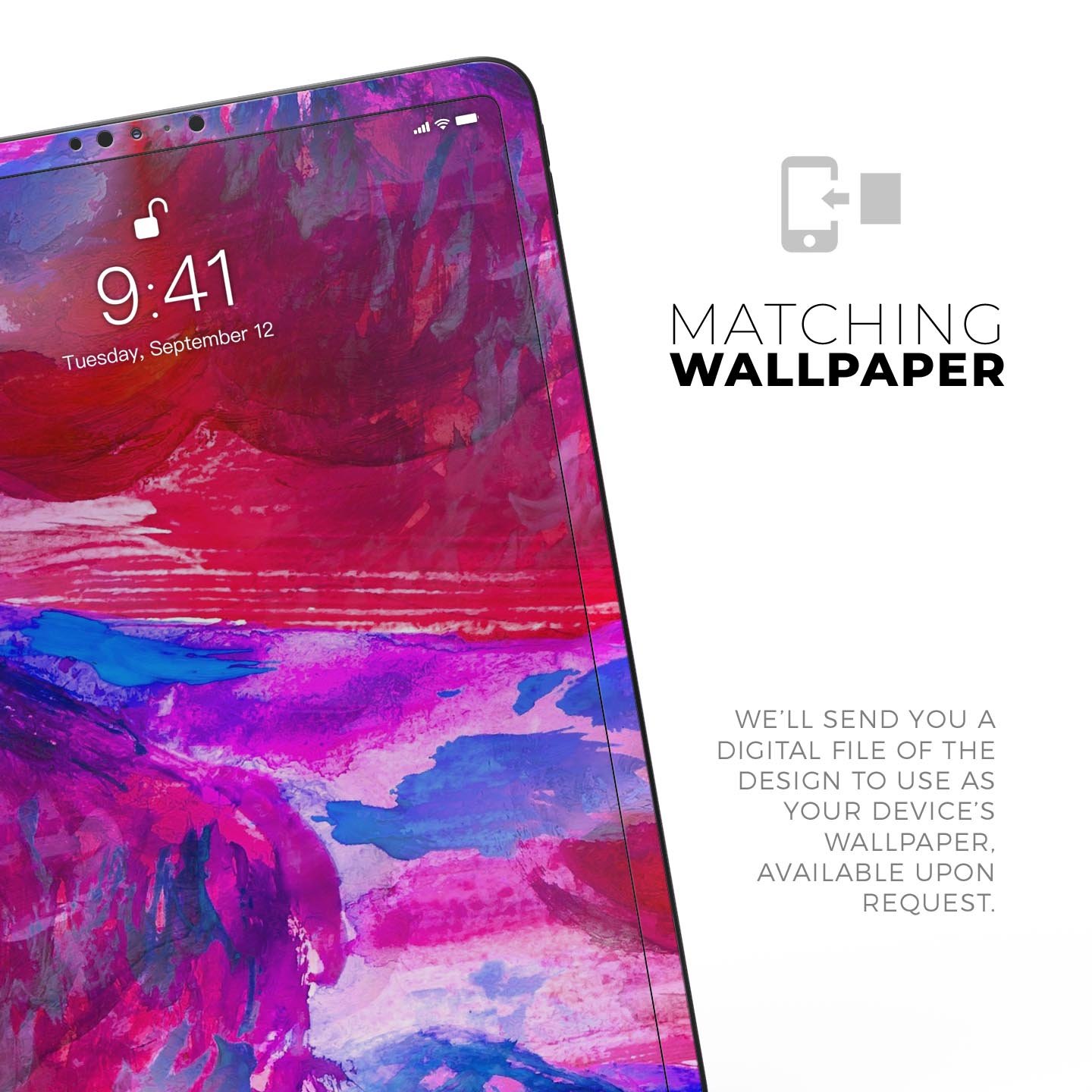 Splatter Blue and Red Oil skin decal for Apple iPad, showcasing vibrant colors and premium design.