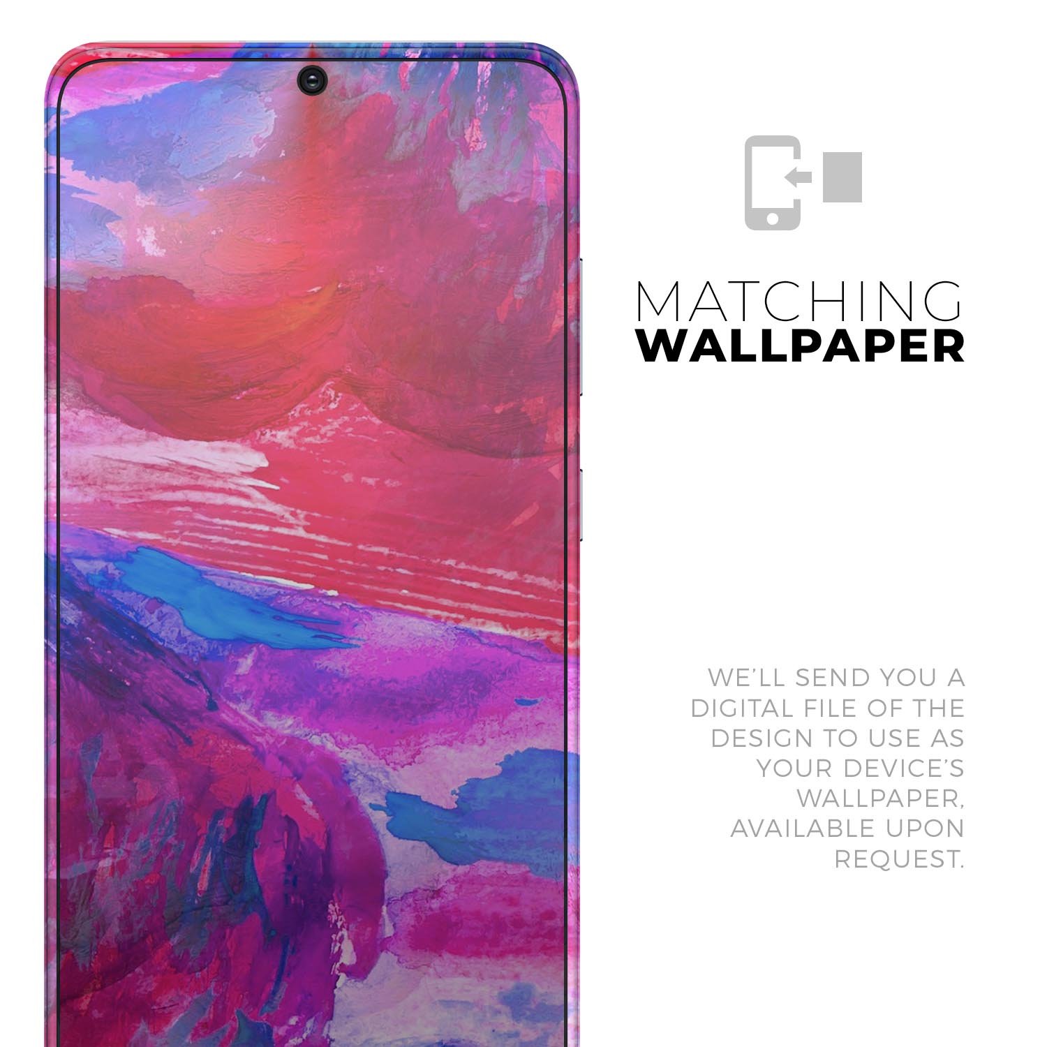 Splatter Blue and Red Oil Skin-Kit for Samsung Galaxy S-Series, showcasing vibrant colors and a sleek design.