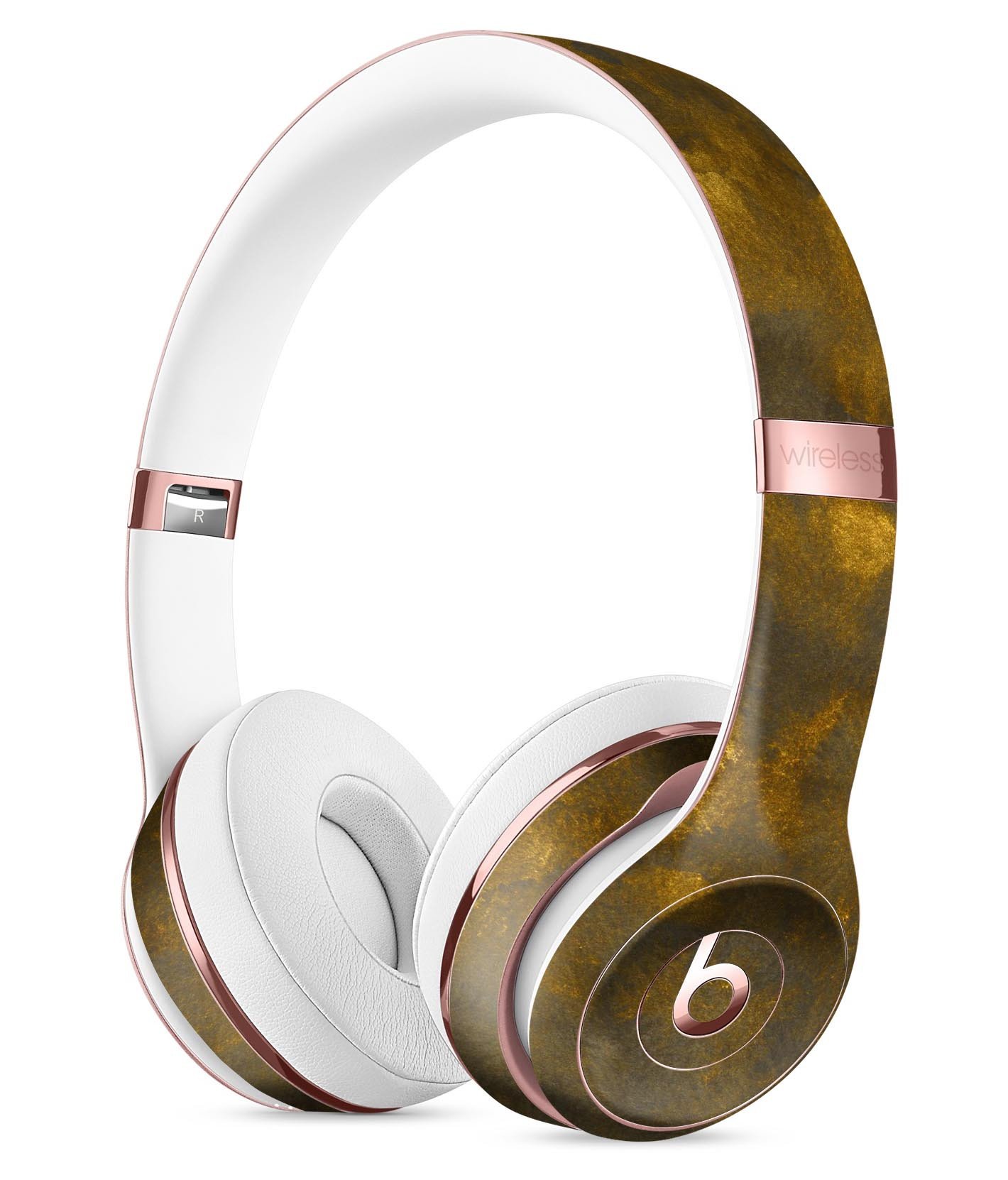 Splotched Golden Fibers V1 Full-Body Skin Kit for Beats by Dre Solo 3 Wireless Headphones, showcasing a vibrant design and premium vinyl material.