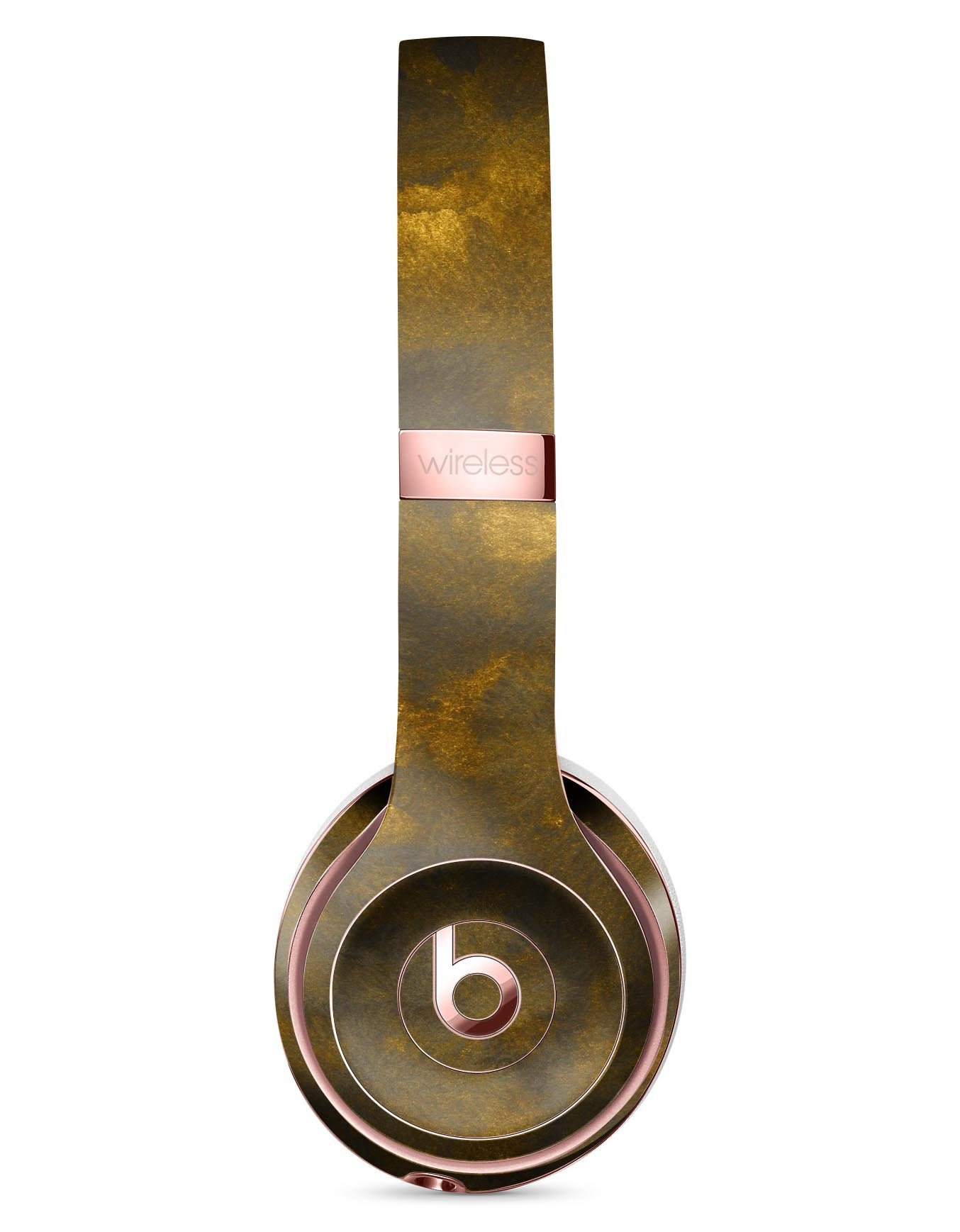 Splotched Golden Fibers V1 Full-Body Skin Kit for Beats by Dre Solo 3 Wireless Headphones, showcasing a vibrant design and premium vinyl material.