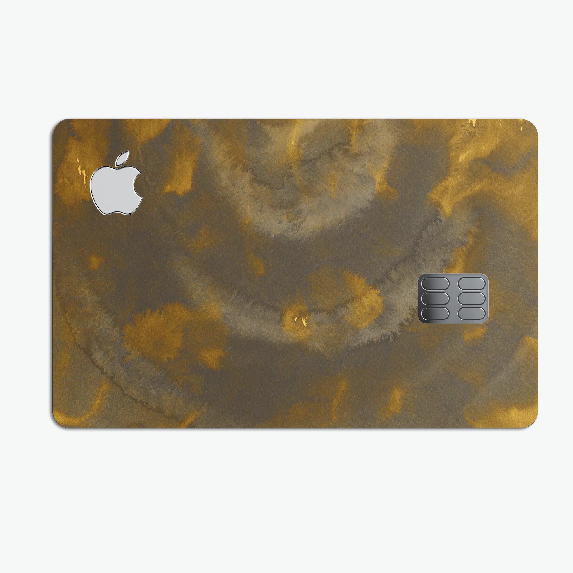 Stained Gold and Gray Circles decal skin for Apple Card, showcasing premium vinyl design and finishes.