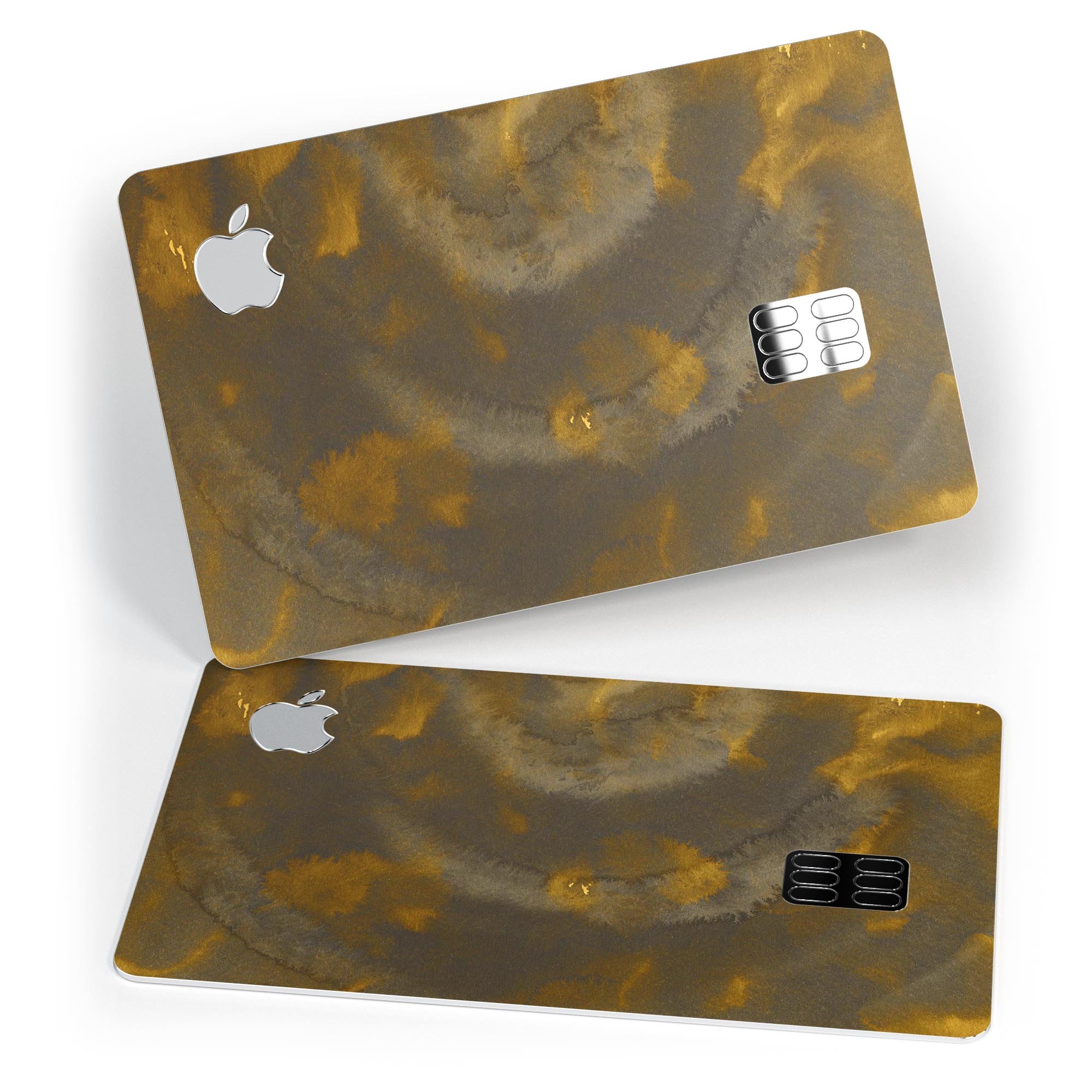 Stained Gold and Gray Circles decal skin for Apple Card, showcasing premium vinyl design and finishes.