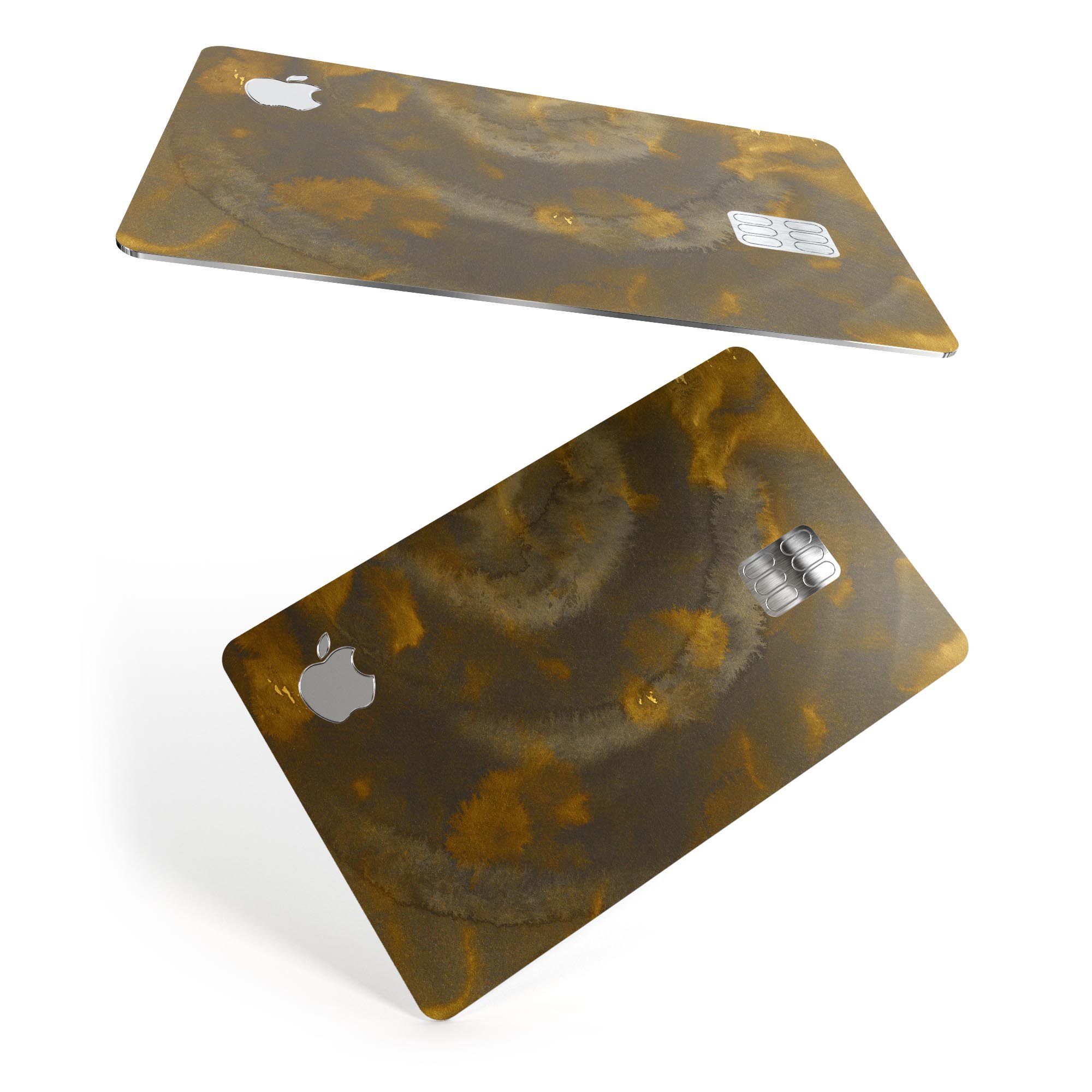 Stained Gold and Gray Circles decal skin for Apple Card, showcasing premium vinyl design and finishes.