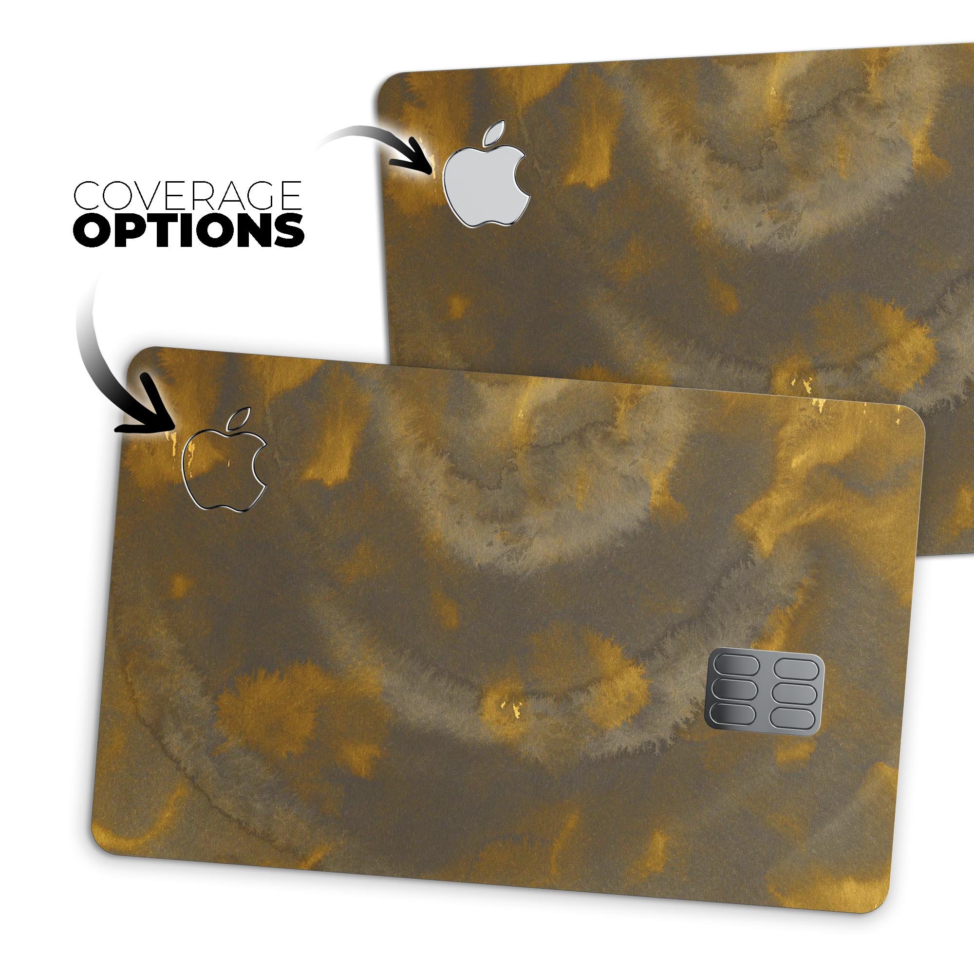 Stained Gold and Gray Circles decal skin for Apple Card, showcasing premium vinyl design and finishes.