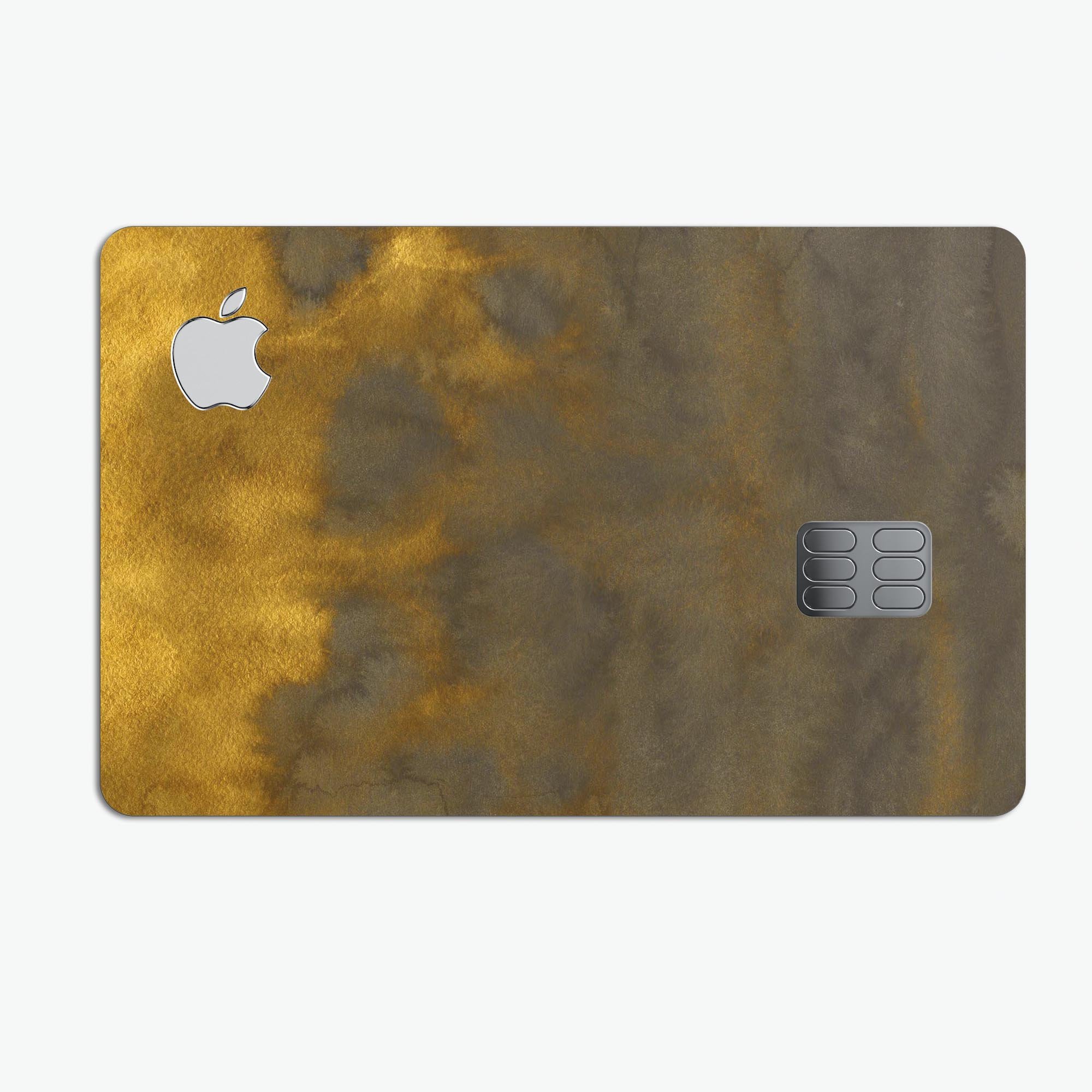 Stained Golden Watercolor decal skin for Apple Card, showcasing vibrant colors and a premium finish.