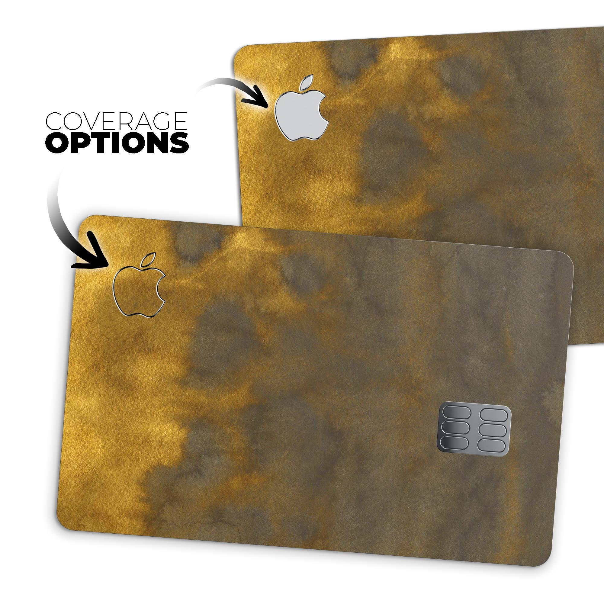 Stained Golden Watercolor decal skin for Apple Card, showcasing vibrant colors and a premium finish.