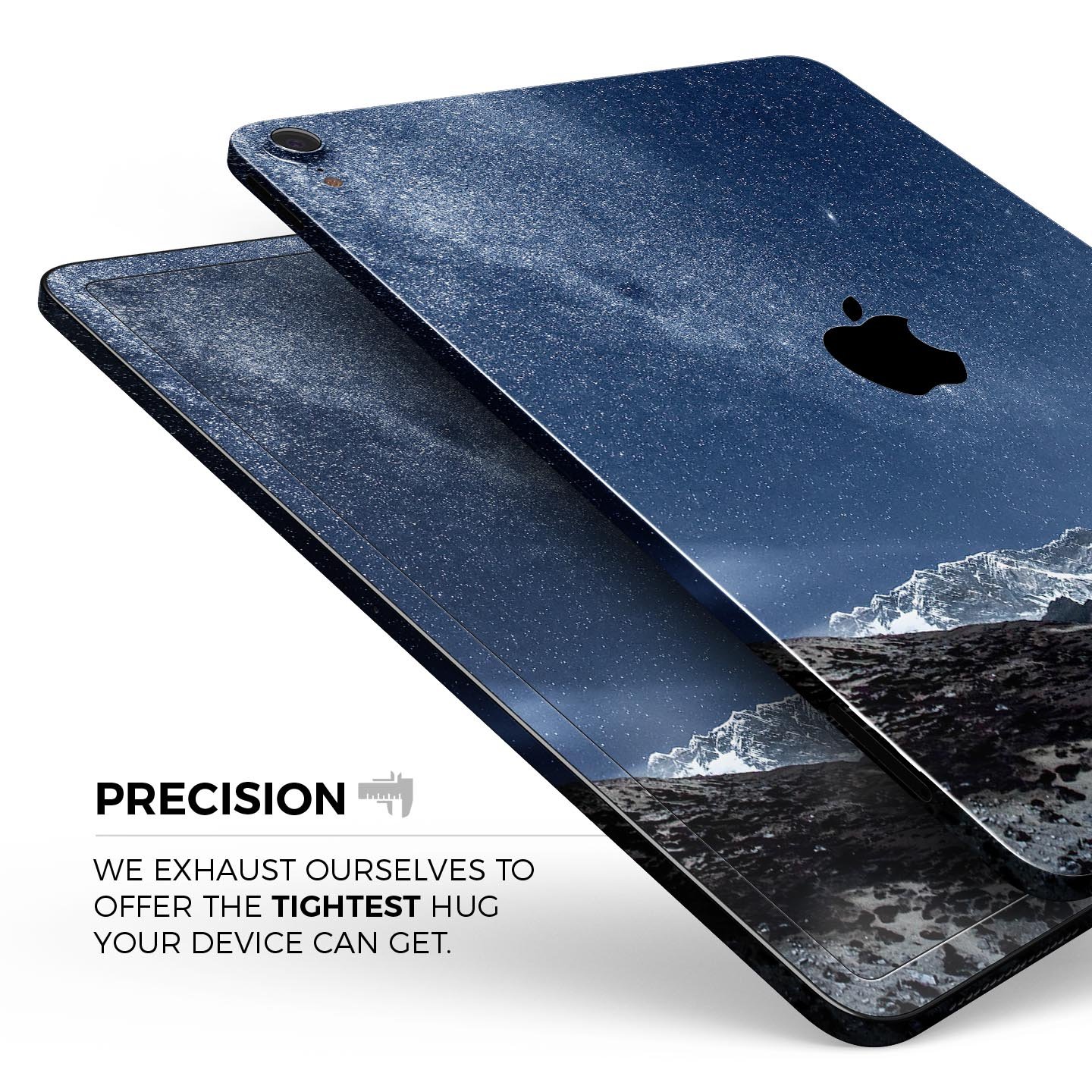 Starry Mountaintop Full Body Skin Decal for Apple iPad Pro, showcasing a beautiful mountain design with premium 3M material.