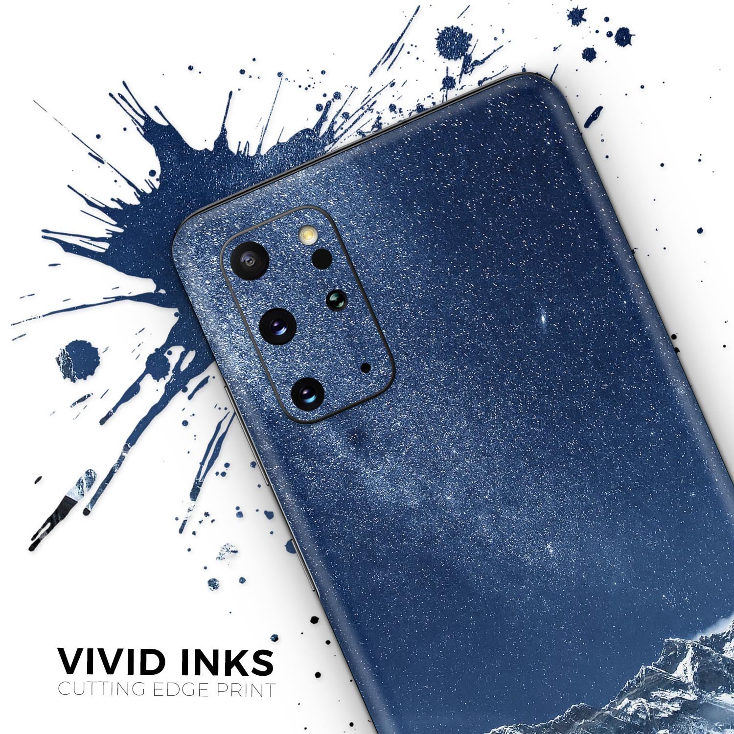 Starry Mountaintop Skin-Kit for Samsung Galaxy S20, showcasing its vibrant design and premium vinyl material.