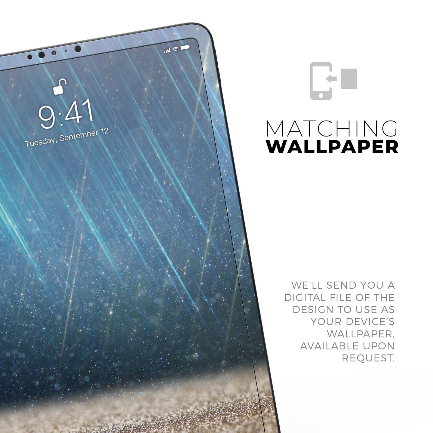 Stratched Blue and Gold full body skin decal for Apple iPad Pro, showcasing its vibrant design and premium quality materials.