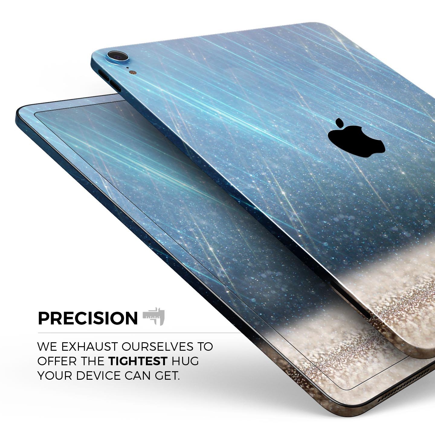 Stratched Blue and Gold full body skin decal for Apple iPad Pro, showcasing its vibrant design and premium quality materials.