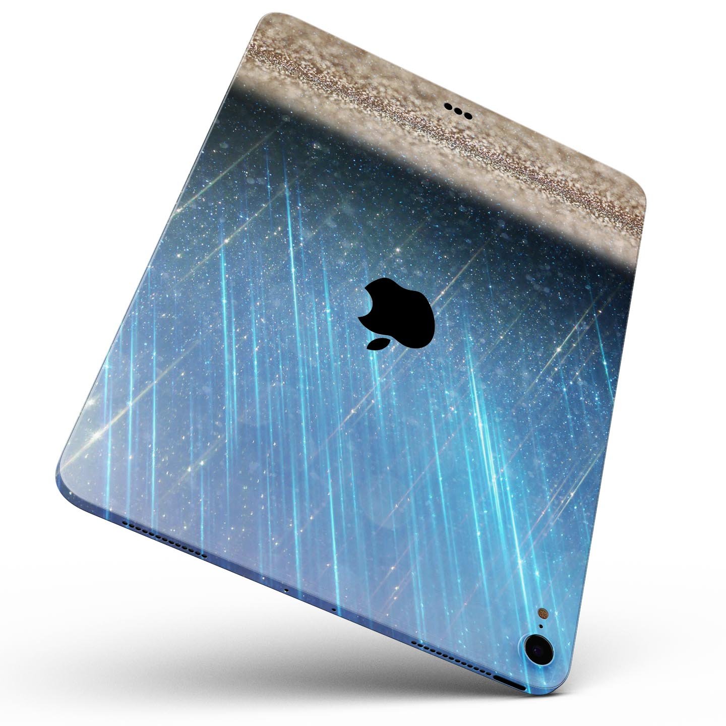 Stratched Blue and Gold full body skin decal for Apple iPad Pro, showcasing its vibrant design and premium quality materials.