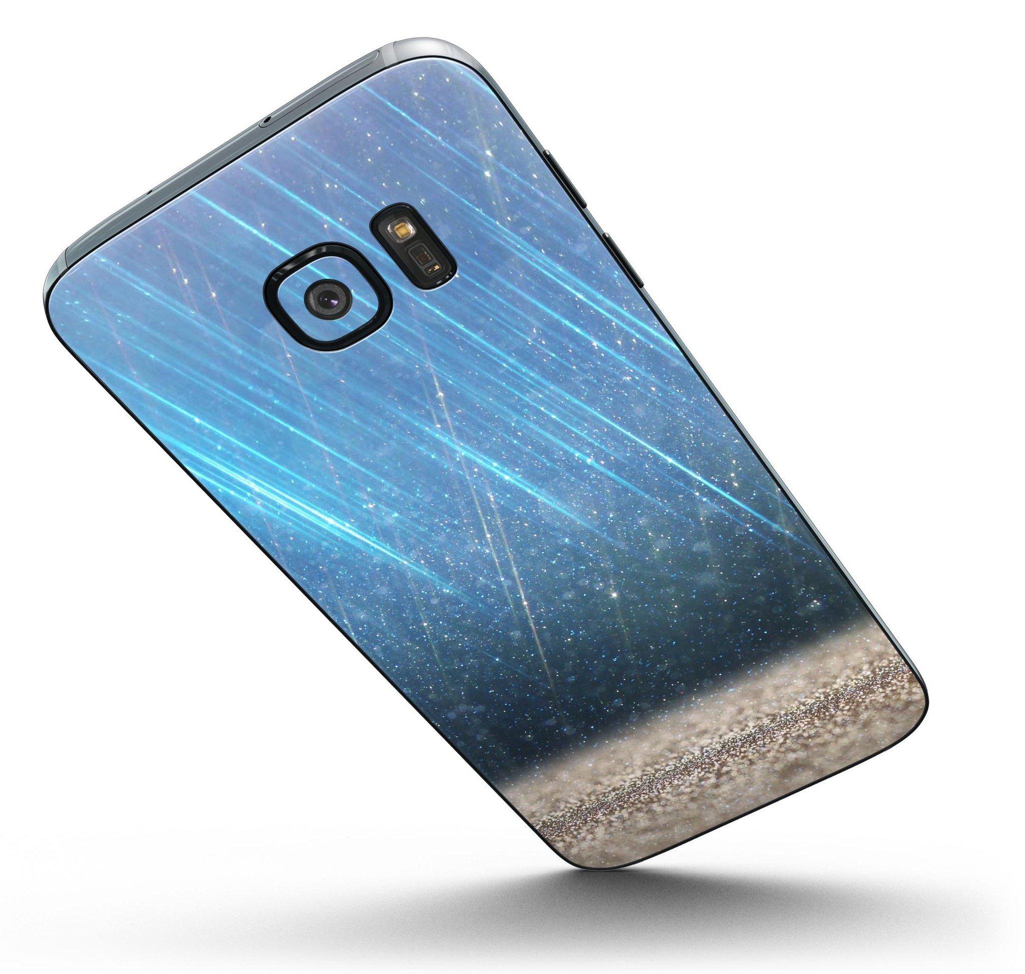 Strachted Blue and Gold Full Body Skin-Kit for Samsung Galaxy S7, showcasing vibrant colors and sleek design.