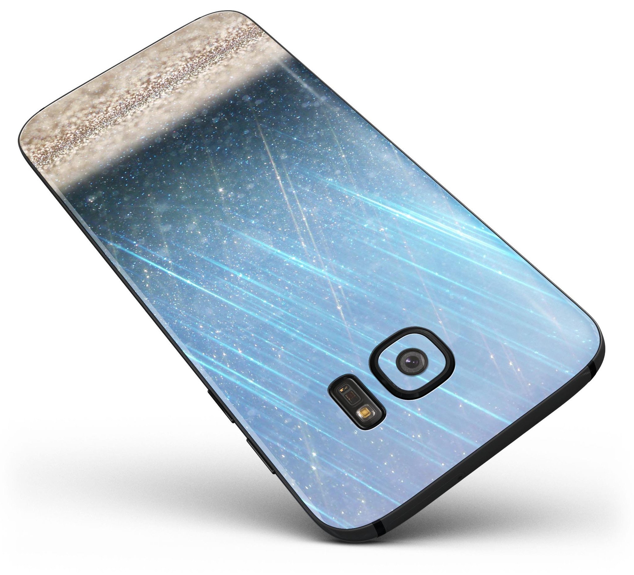 Strachted Blue and Gold Full Body Skin-Kit for Samsung Galaxy S7, showcasing vibrant colors and sleek design.