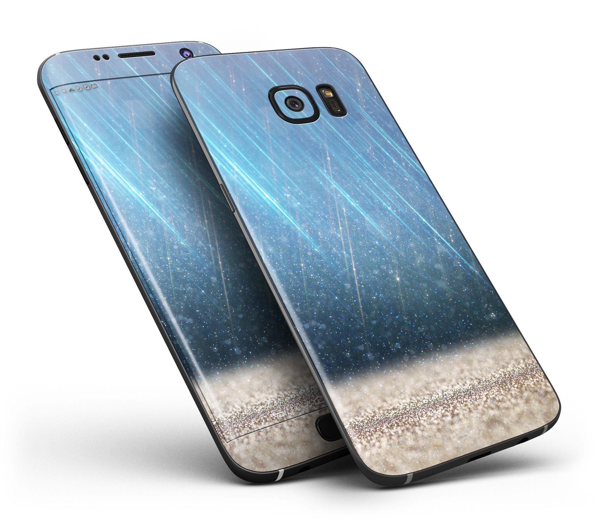 Strachted Blue and Gold Full Body Skin-Kit for Samsung Galaxy S7, showcasing vibrant colors and sleek design.