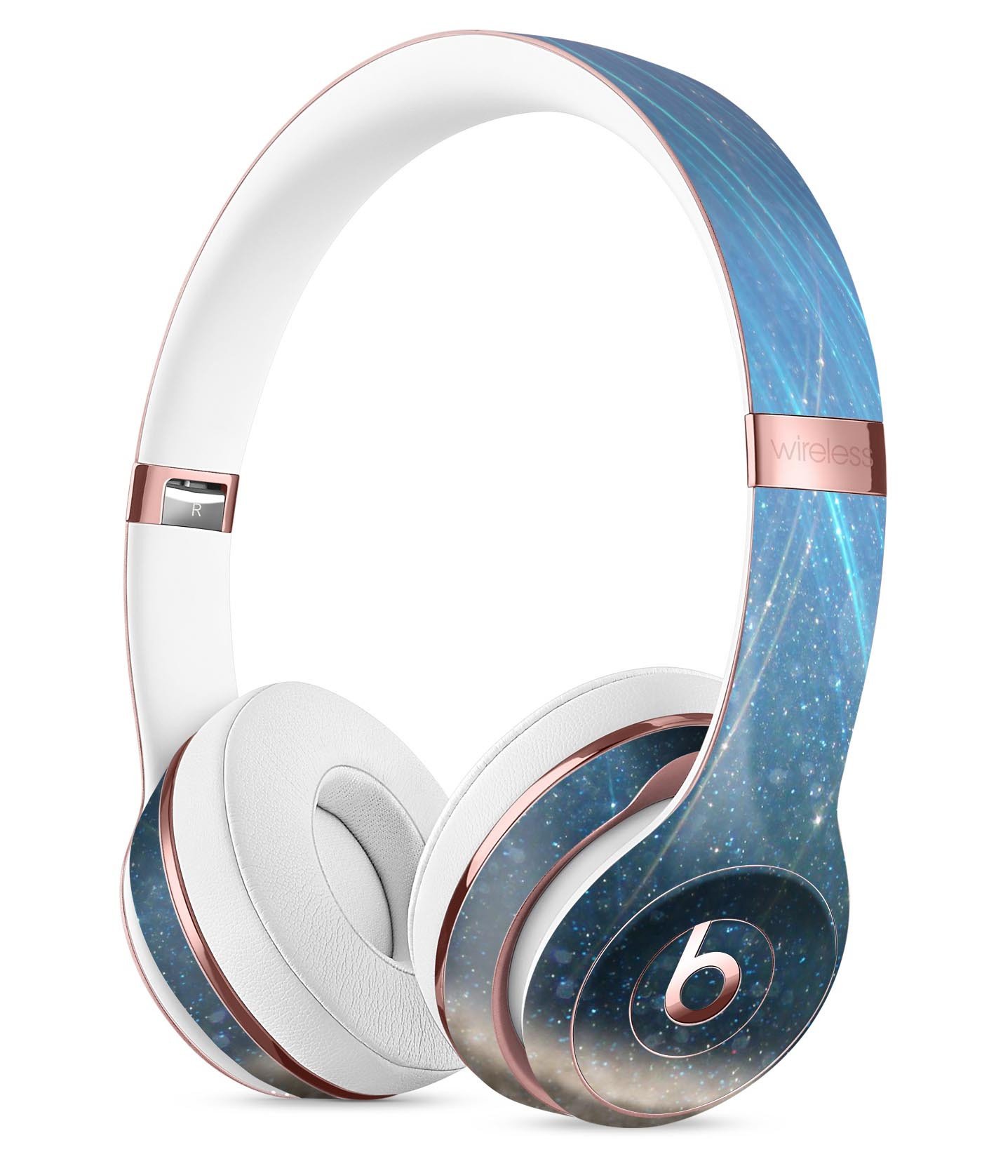 Stratched Blue and Gold Full-Body Skin Kit for Beats by Dre Solo 3, showcasing vibrant colors and sleek design.