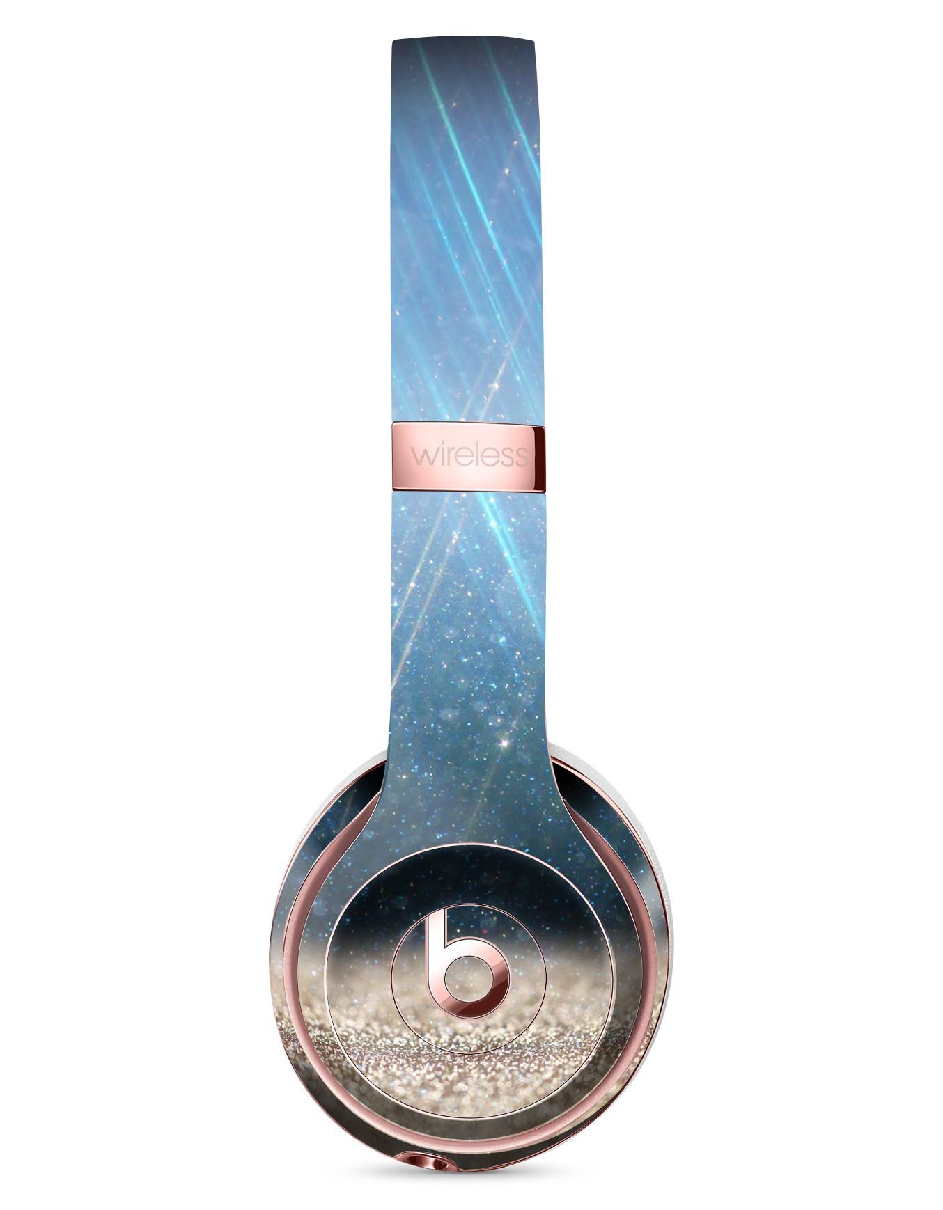 Stratched Blue and Gold Full-Body Skin Kit for Beats by Dre Solo 3, showcasing vibrant colors and sleek design.