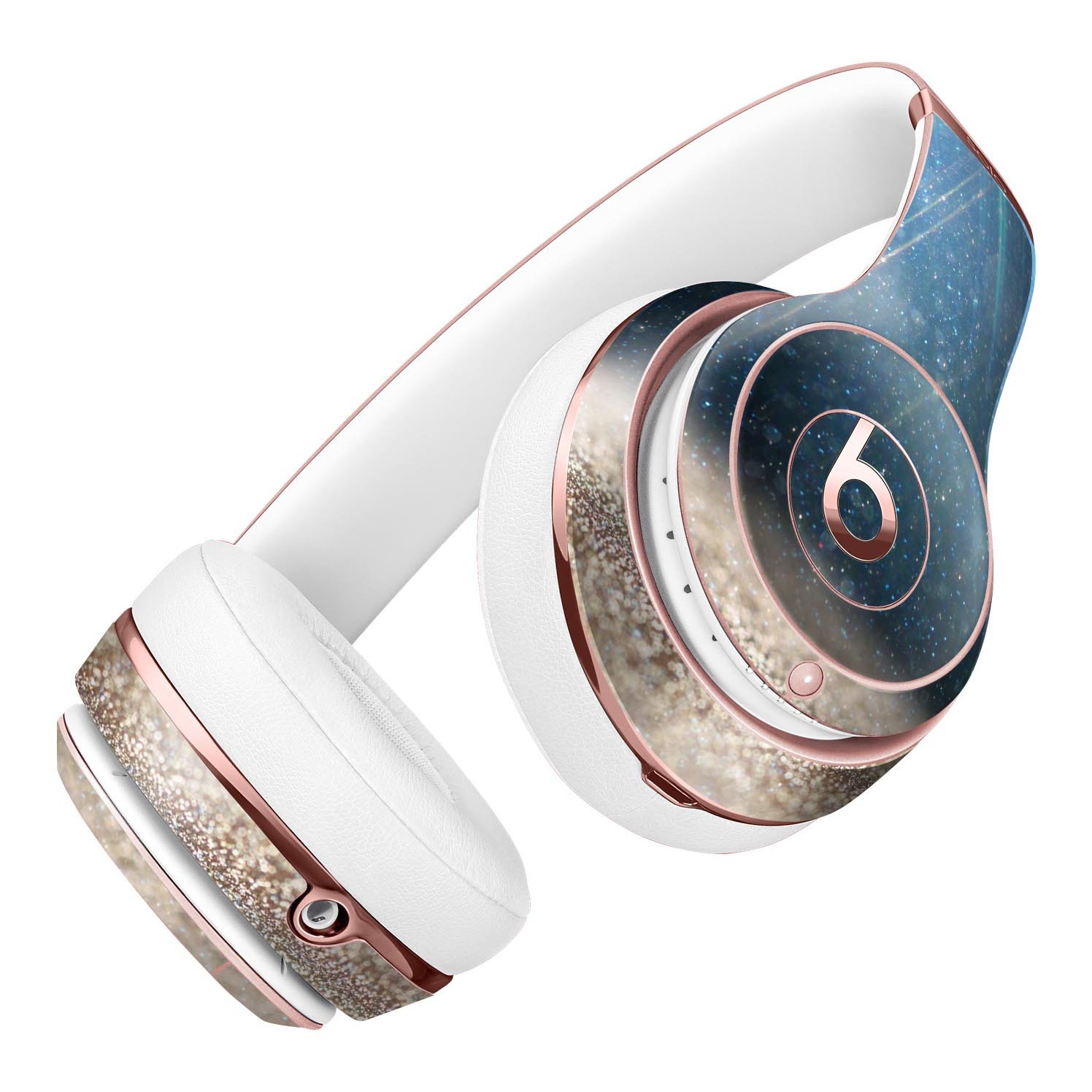 Stratched Blue and Gold Full-Body Skin Kit for Beats by Dre Solo 3, showcasing vibrant colors and sleek design.