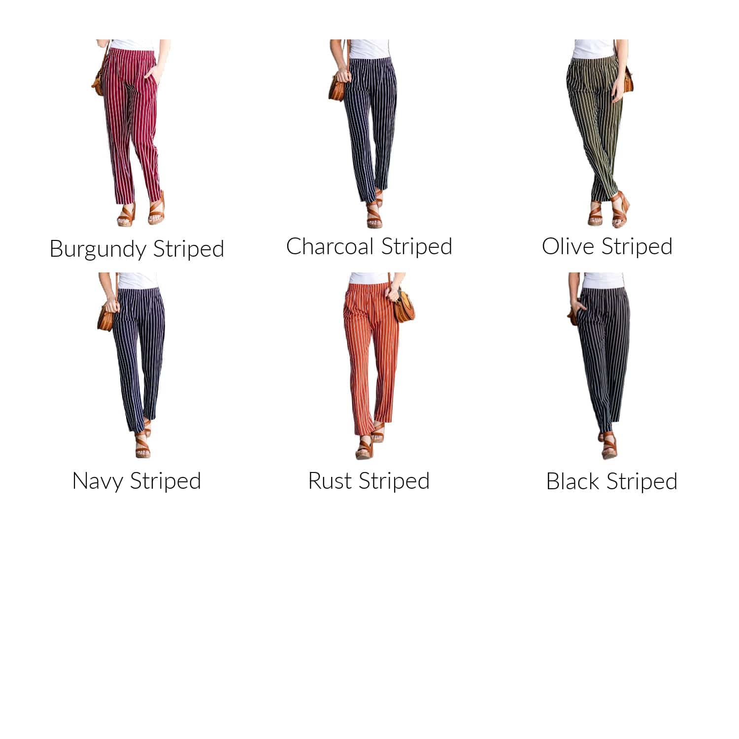 A pair of stylish striped dress pants, showcasing a relaxed fit and lightweight material, perfect for professional and casual settings.