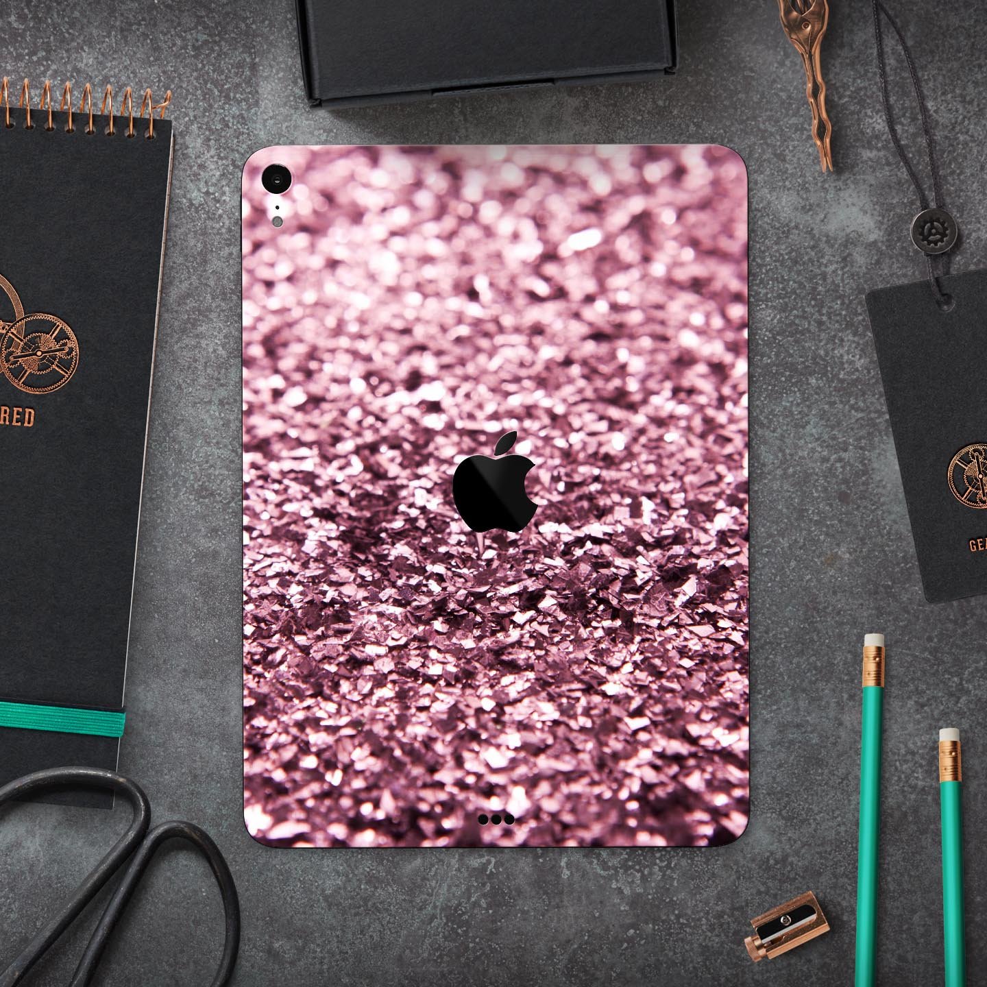 Subtle Pink Glimmer Full Body Skin Decal for Apple iPad Pro, showcasing a stylish pink design with a glossy finish.