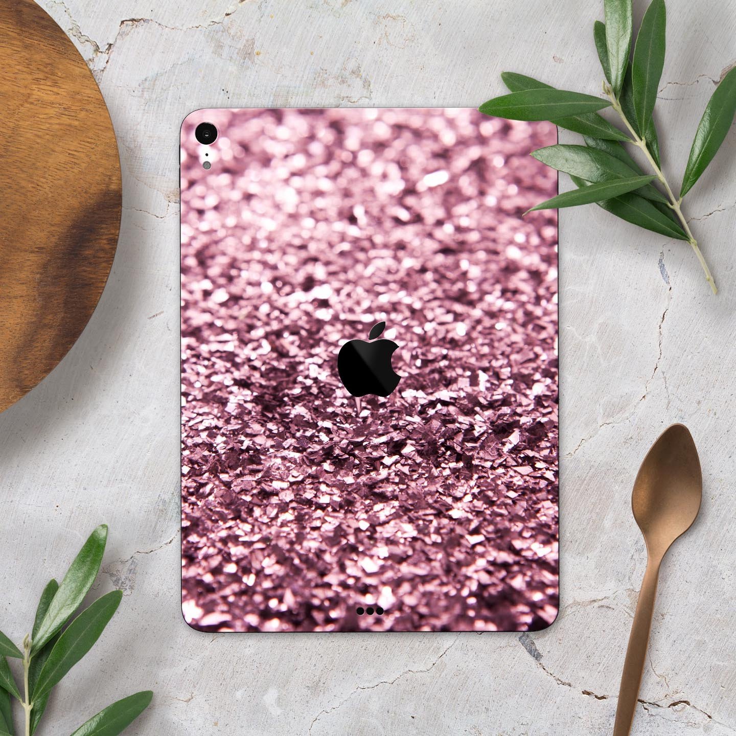 Subtle Pink Glimmer Full Body Skin Decal for Apple iPad Pro, showcasing a stylish pink design with a glossy finish.