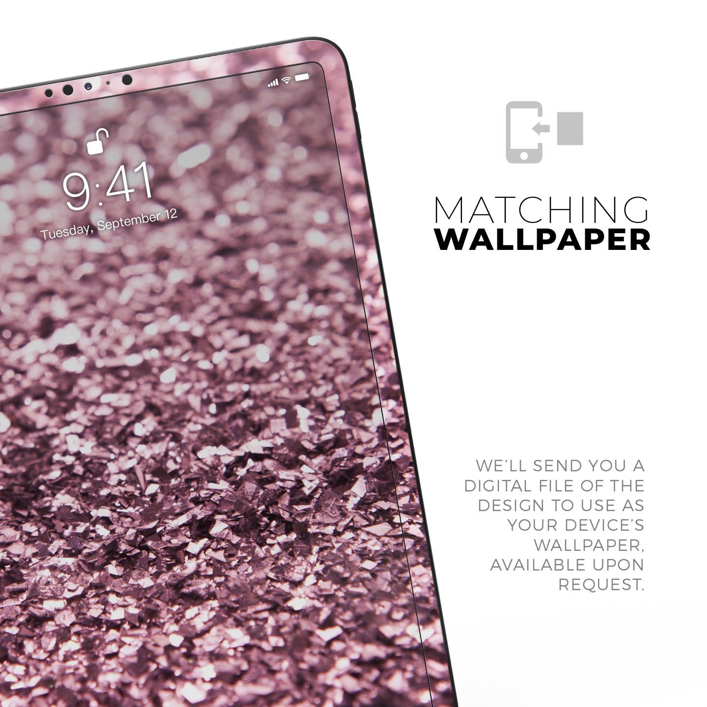 Subtle Pink Glimmer Full Body Skin Decal for Apple iPad Pro, showcasing a stylish pink design with a glossy finish.