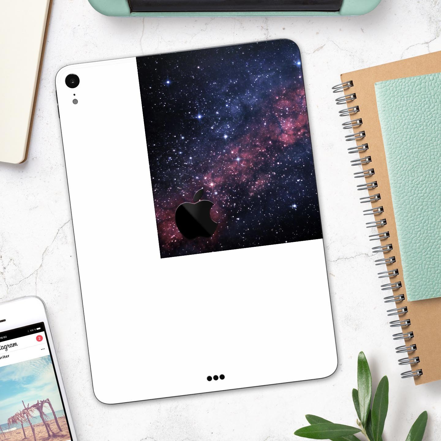 Subtle Pink Glowing Space full body skin decal for Apple iPad, showcasing a stylish design with premium 3M materials.