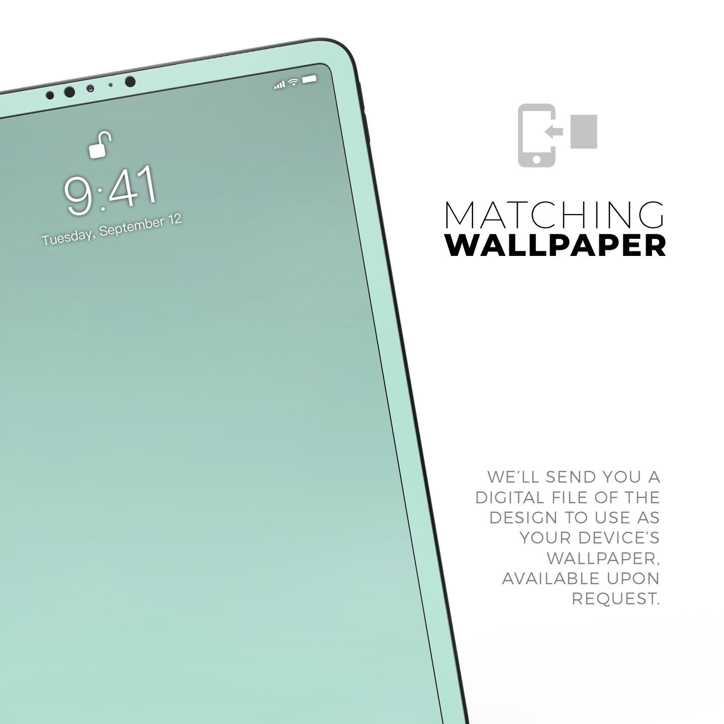 Subtle Solid Green Full Body Skin Decal for Apple iPad Pro, showcasing its sleek design and premium finish.
