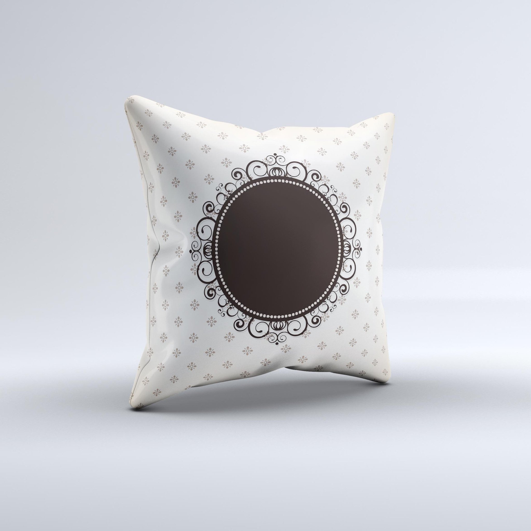 Subtle Tan Elegant Black Design Ink-Fuzed Decorative Throw Pillow showcasing unique handcrafted details and high-quality fabric.