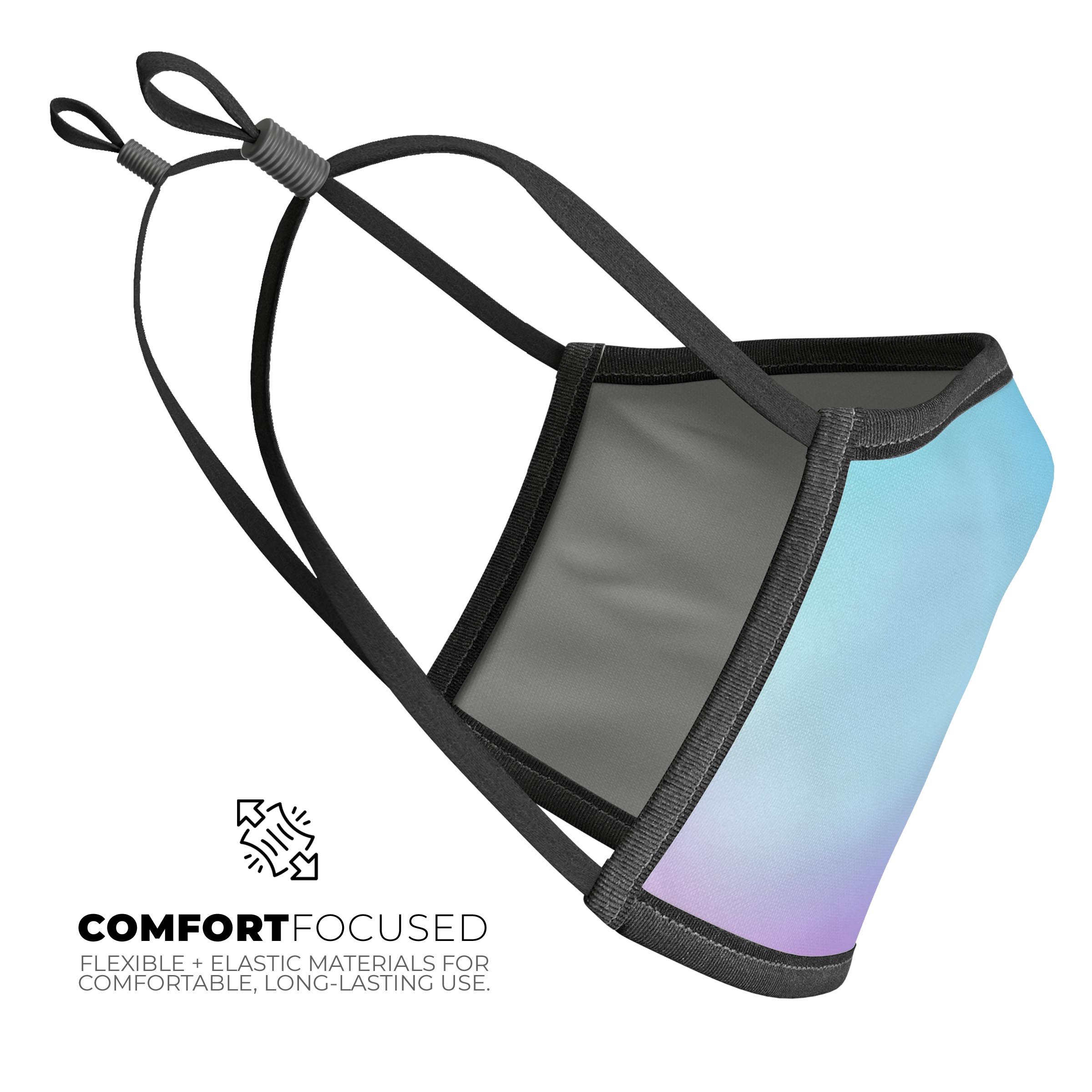 Subtle Tie-Dye Tone mouth cover made of cotton and polyester, featuring adjustable ear-loops for a perfect fit, designed for comfort and style.