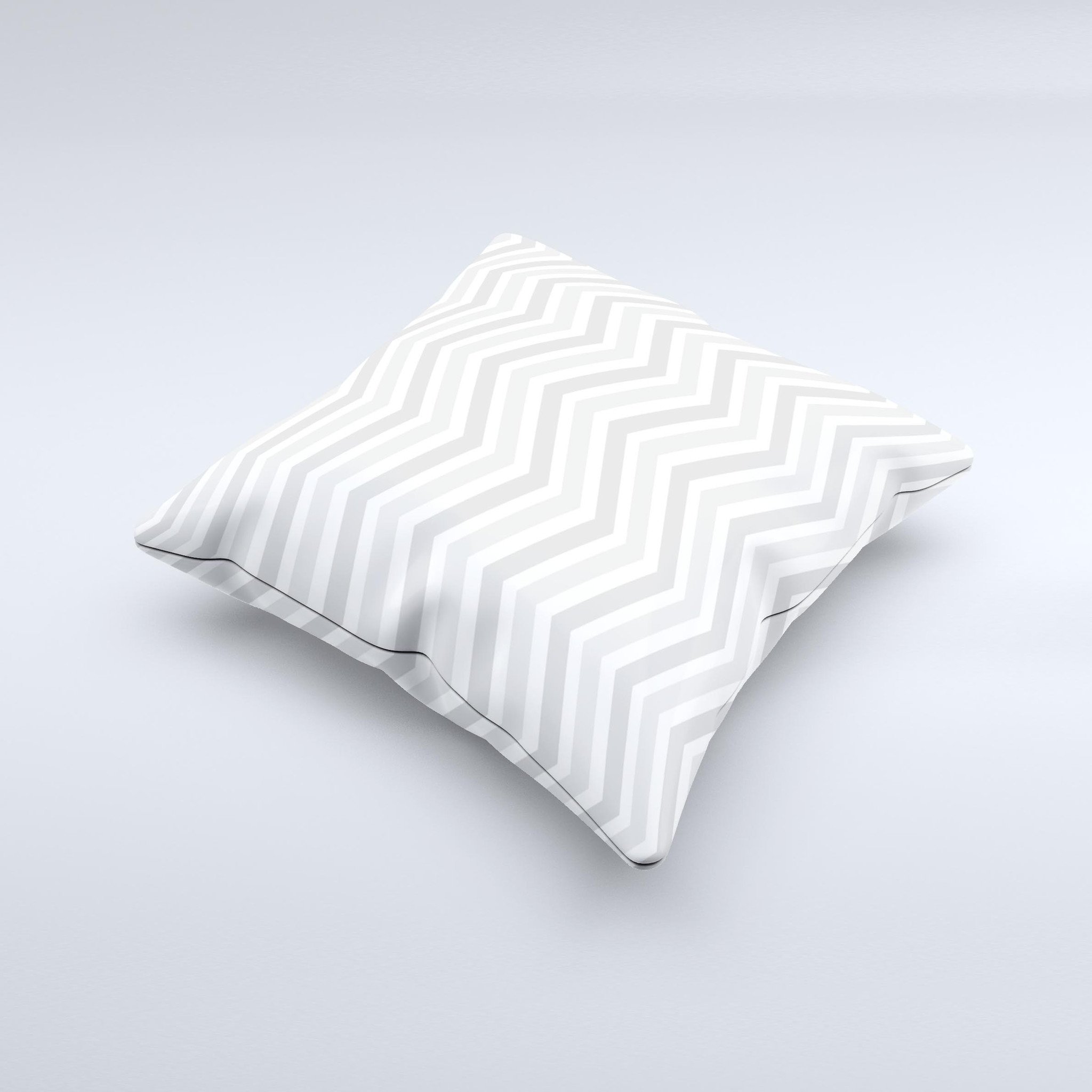 Subtle Wide White & Gray Chevron Ink-Fuzed Decorative Throw Pillow showcasing a unique chevron pattern, handcrafted in Virginia.