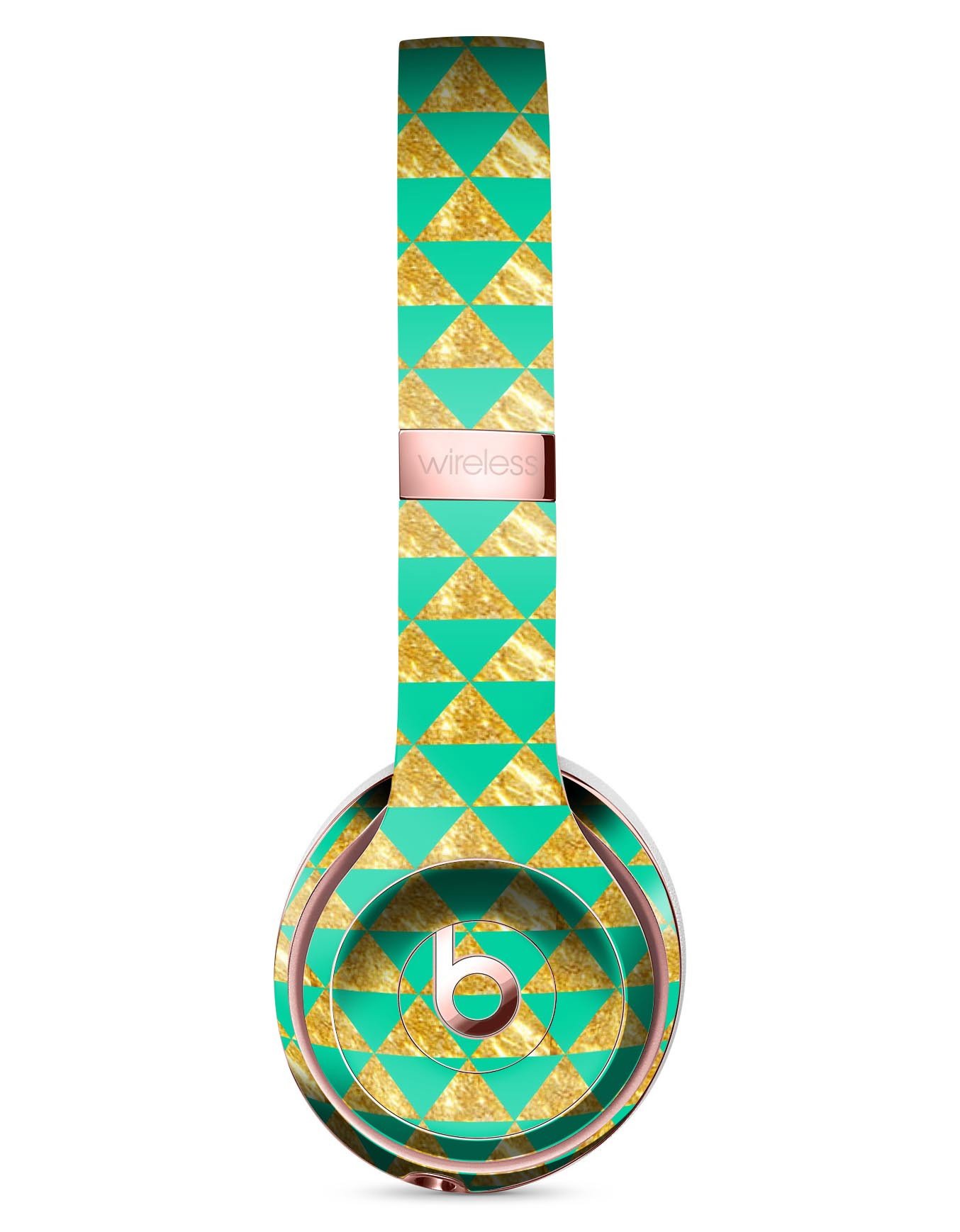 Summer Green and Gold Full-Body Skin Kit for Beats by Dre Solo 3 Wireless Headphones, showcasing vibrant colors and premium vinyl material.