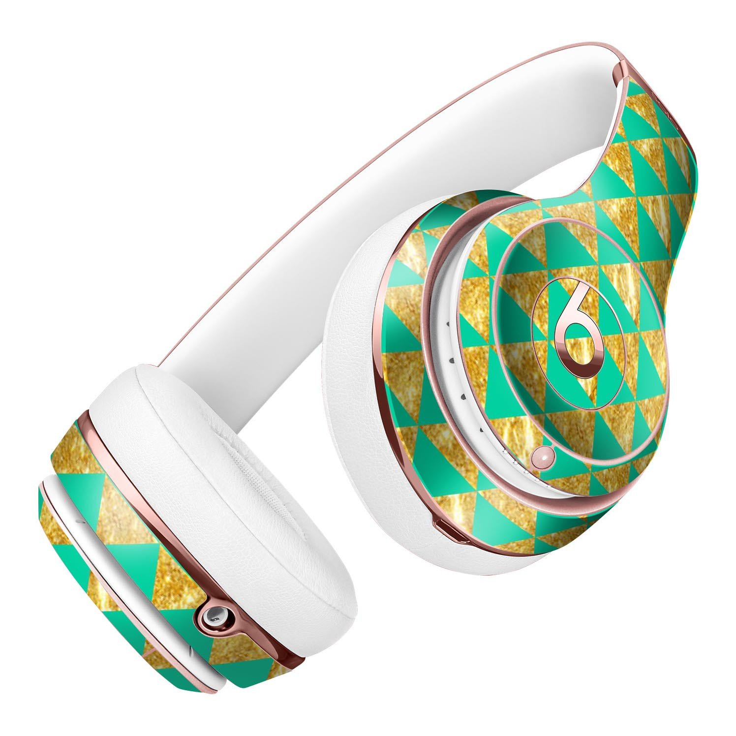 Summer Green and Gold Full-Body Skin Kit for Beats by Dre Solo 3 Wireless Headphones, showcasing vibrant colors and premium vinyl material.
