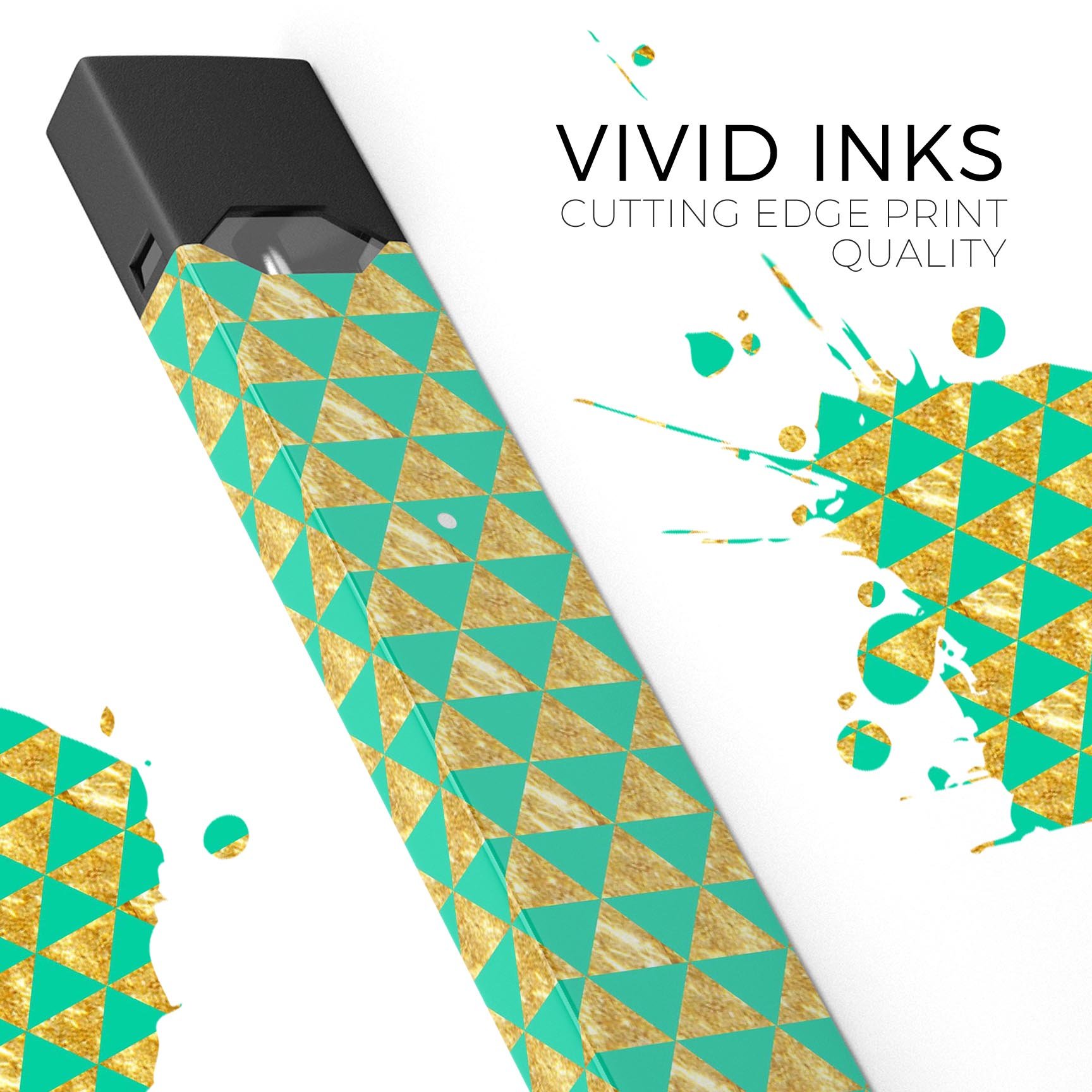 Summer Green and Gold v1 premium decal skin-wrap sticker for JUUL vaping device, showcasing vibrant colors and precise cut.