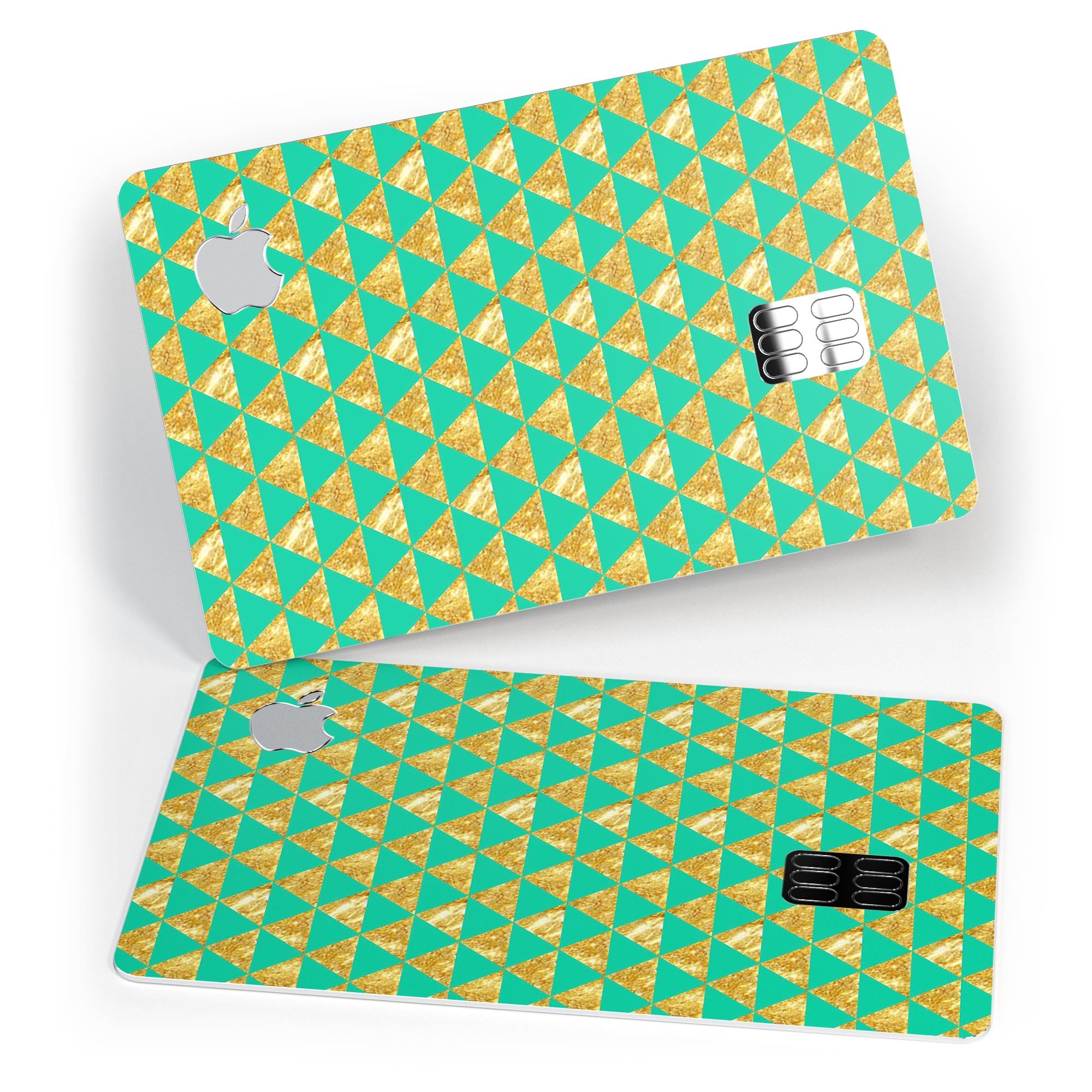 Summer Green and Gold Premium Protective Decal Skin-Kit for Apple Card, showcasing its vibrant colors and sleek design.