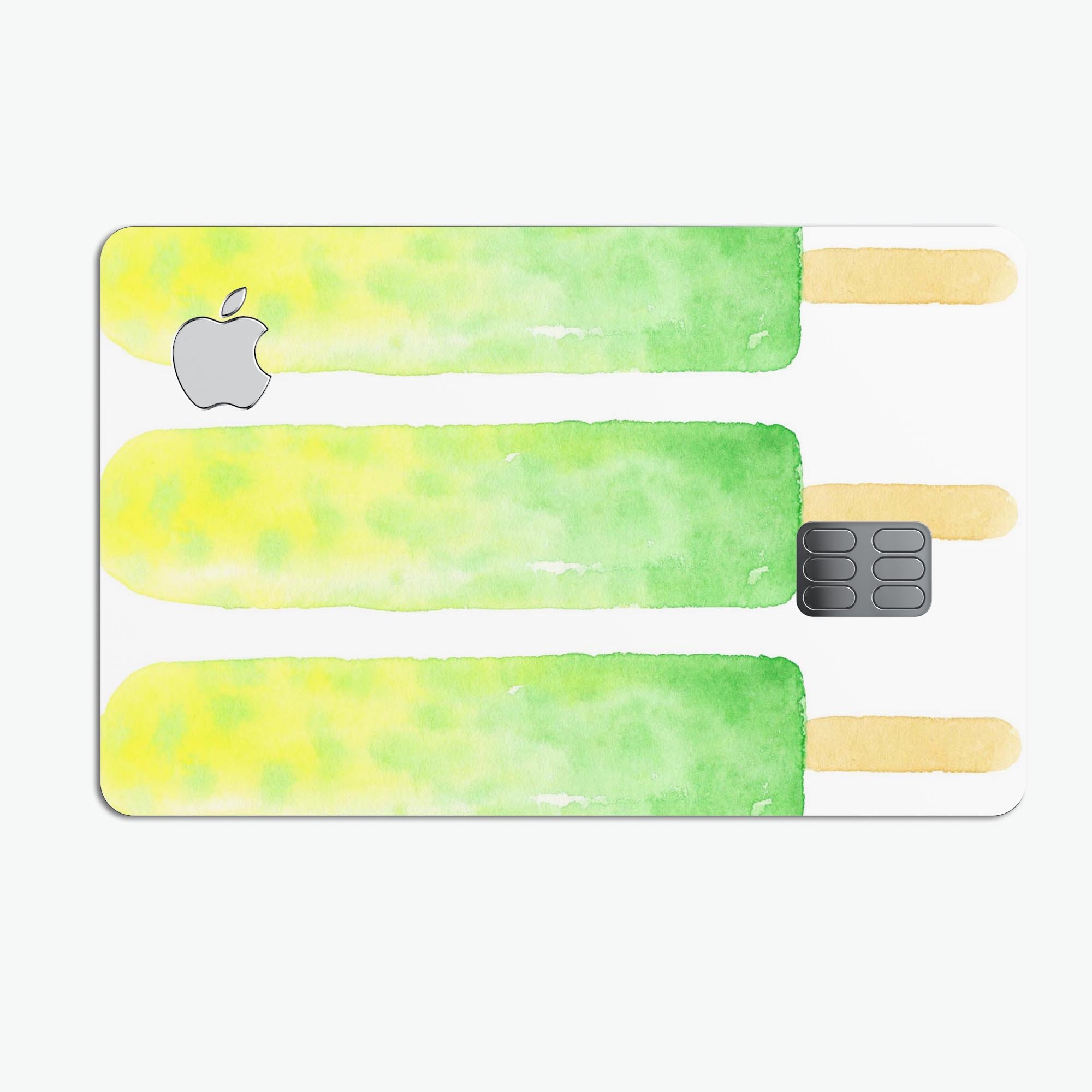 Summer Mode Ice Cream v13 decal skin-kit for Apple Card, showcasing premium vinyl design and bubble-free installation features.