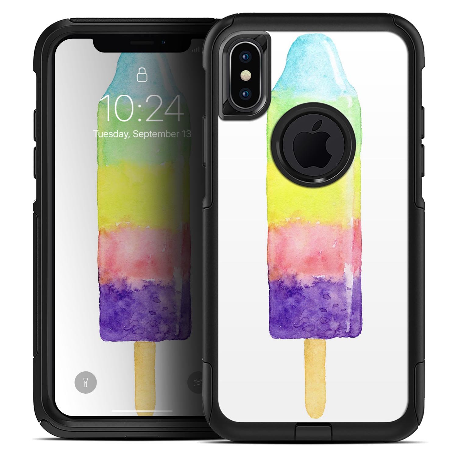 Summer Mode Ice Cream v5 Skin Kit for iPhone OtterBox Cases featuring vibrant ice cream graphics and ultra-thin design.